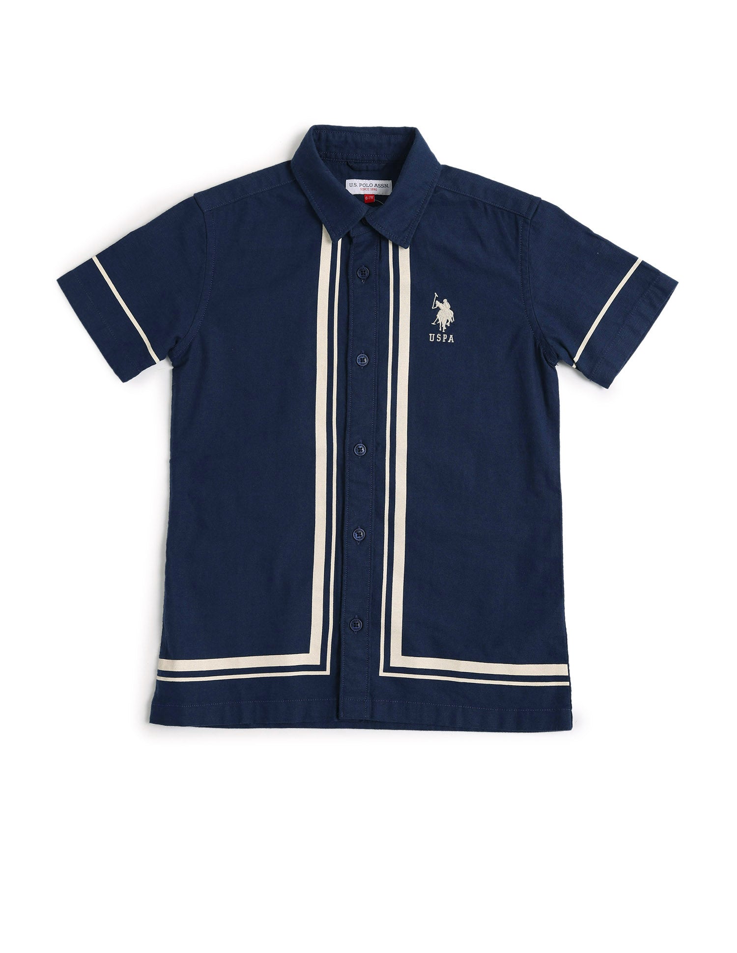 Boys Vertical Striped Boxy Fit Shirt Navy - U.S. POLO ASSN. | Large