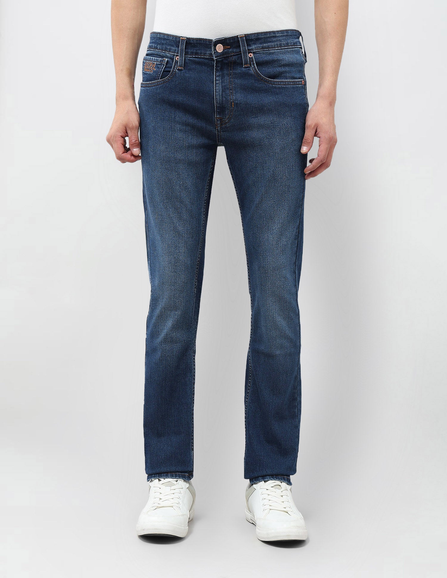 Regallo Skinny Fit Stone Washed Jeans Dark Blue - U.S. Polo Assn. India | Large