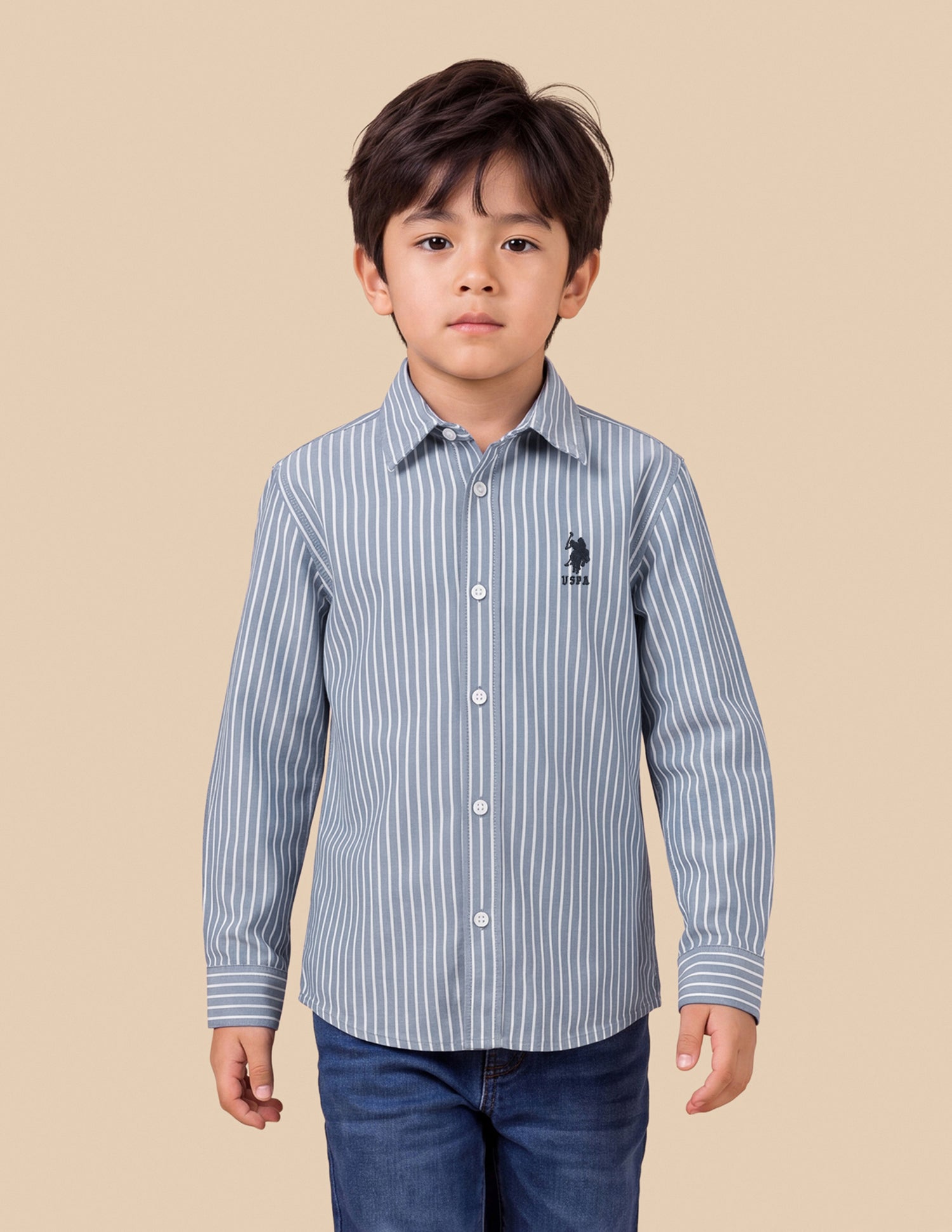 Vertical Striped Regular Fit Shirt Light Blue - U.S. Polo Assn. India | Large