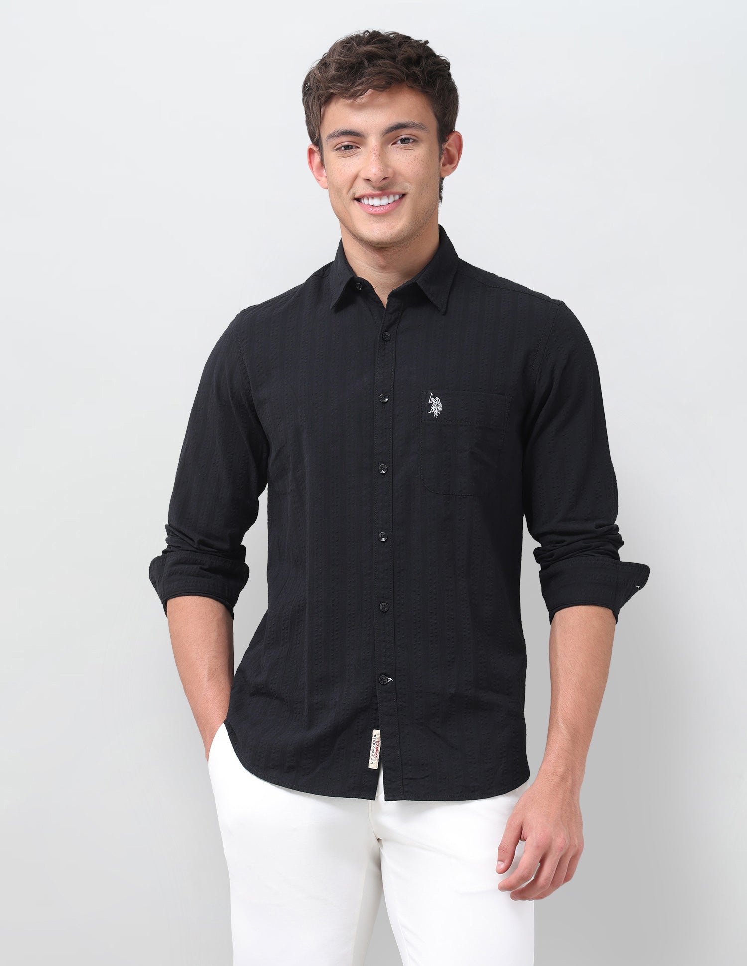 Vertical Striped Regular Fit Shirt Black - U.S. Polo Assn. India | Large
