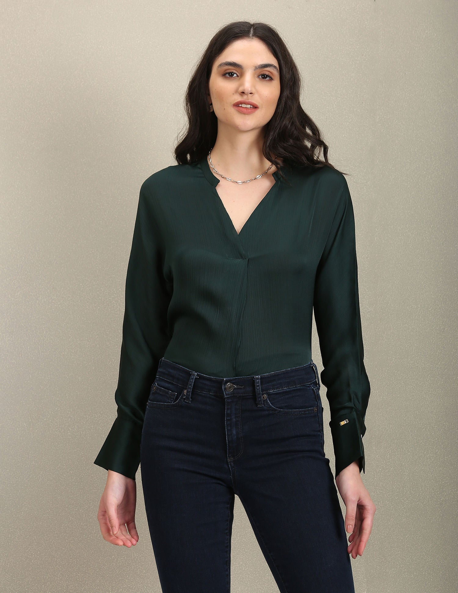 V-Neck Solid Top Dark Green - U.S. POLO ASSN. | Large