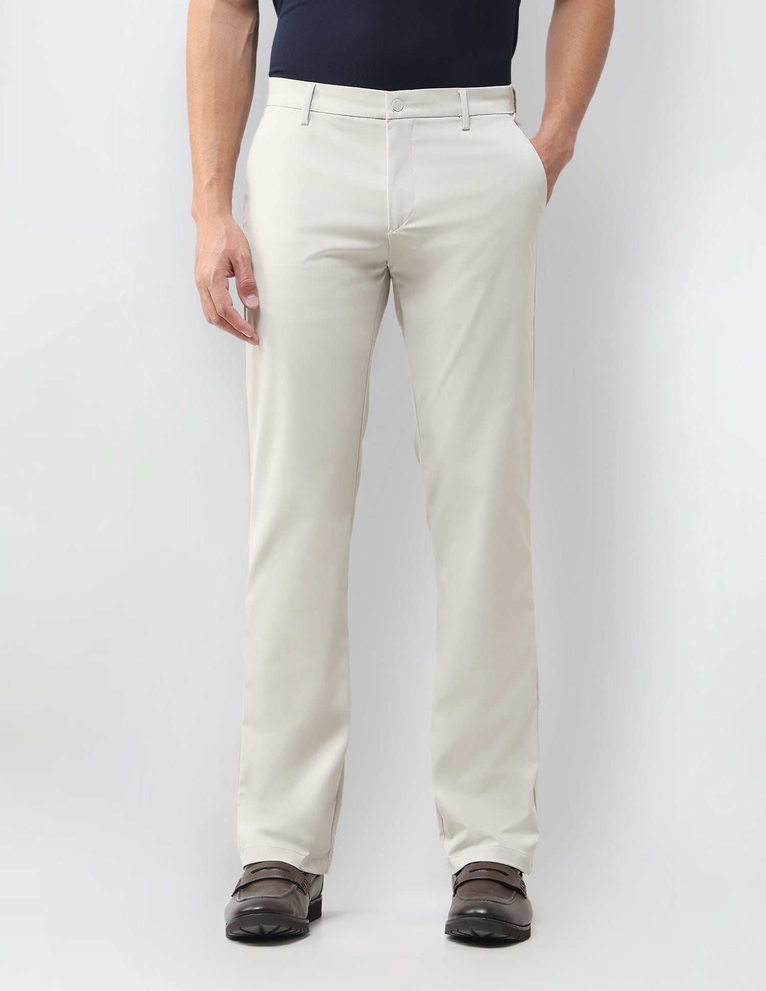 Mid Rise Riley Straight Fit Trousers Off White - U.S. Polo Assn. India | Large