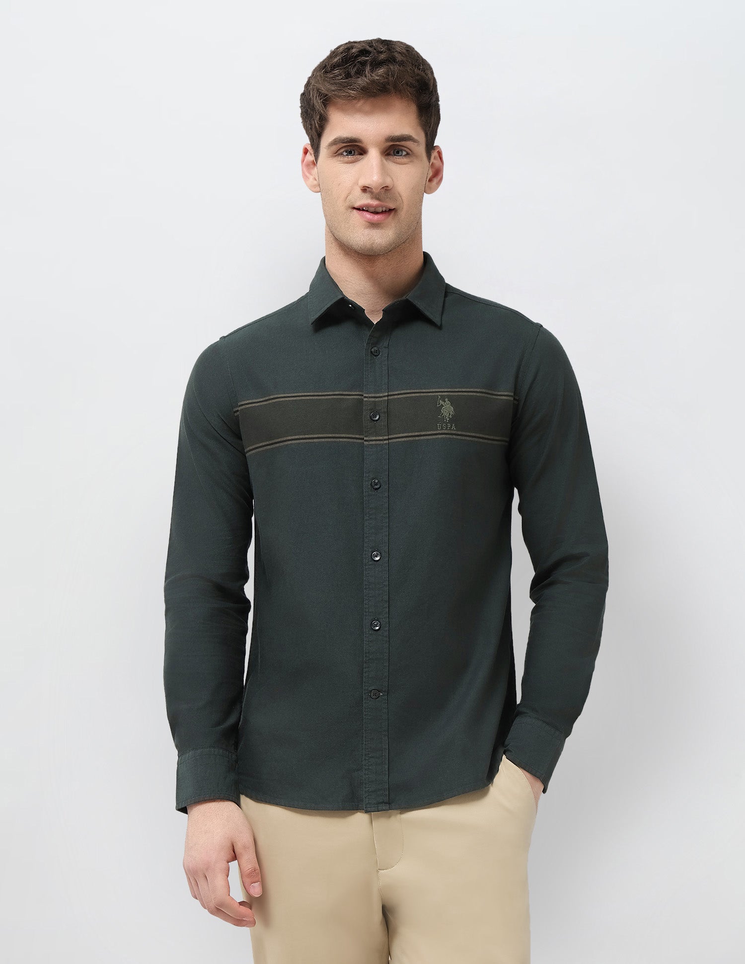 Oxford Tailored Fit Shirt Olive - U.S. POLO ASSN. | Large