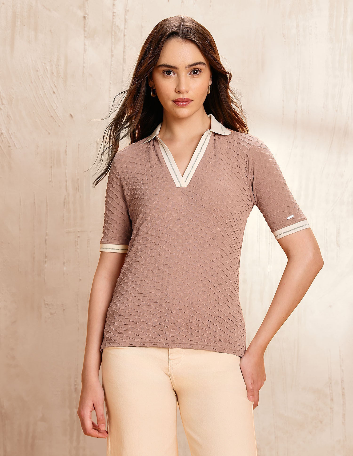 Textured Regular Fit Polo Shirt Brown - U.S. Polo Assn. India | Large