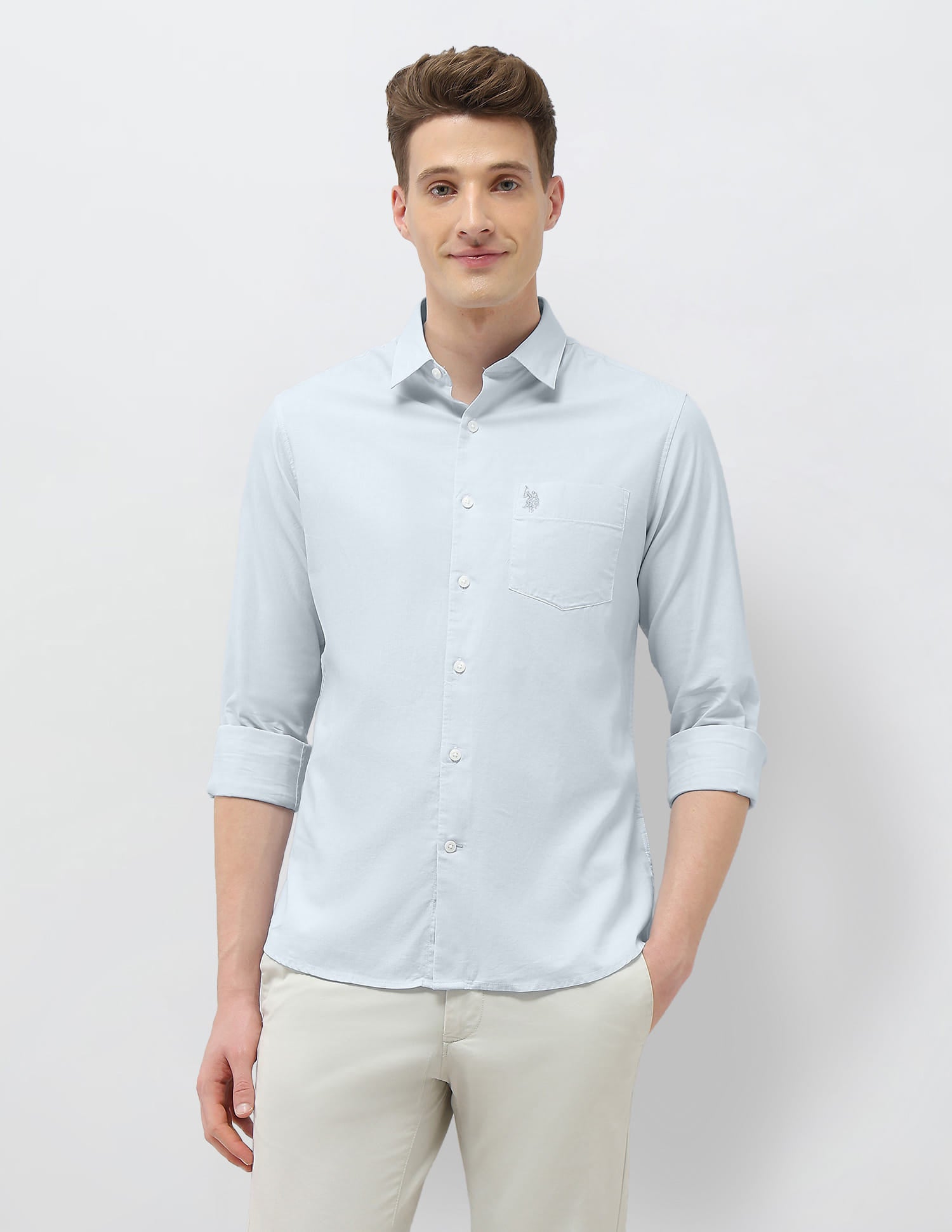 Casa De Campo Regular Fit Shirt Light Blue - U.S. Polo Assn. India | Large