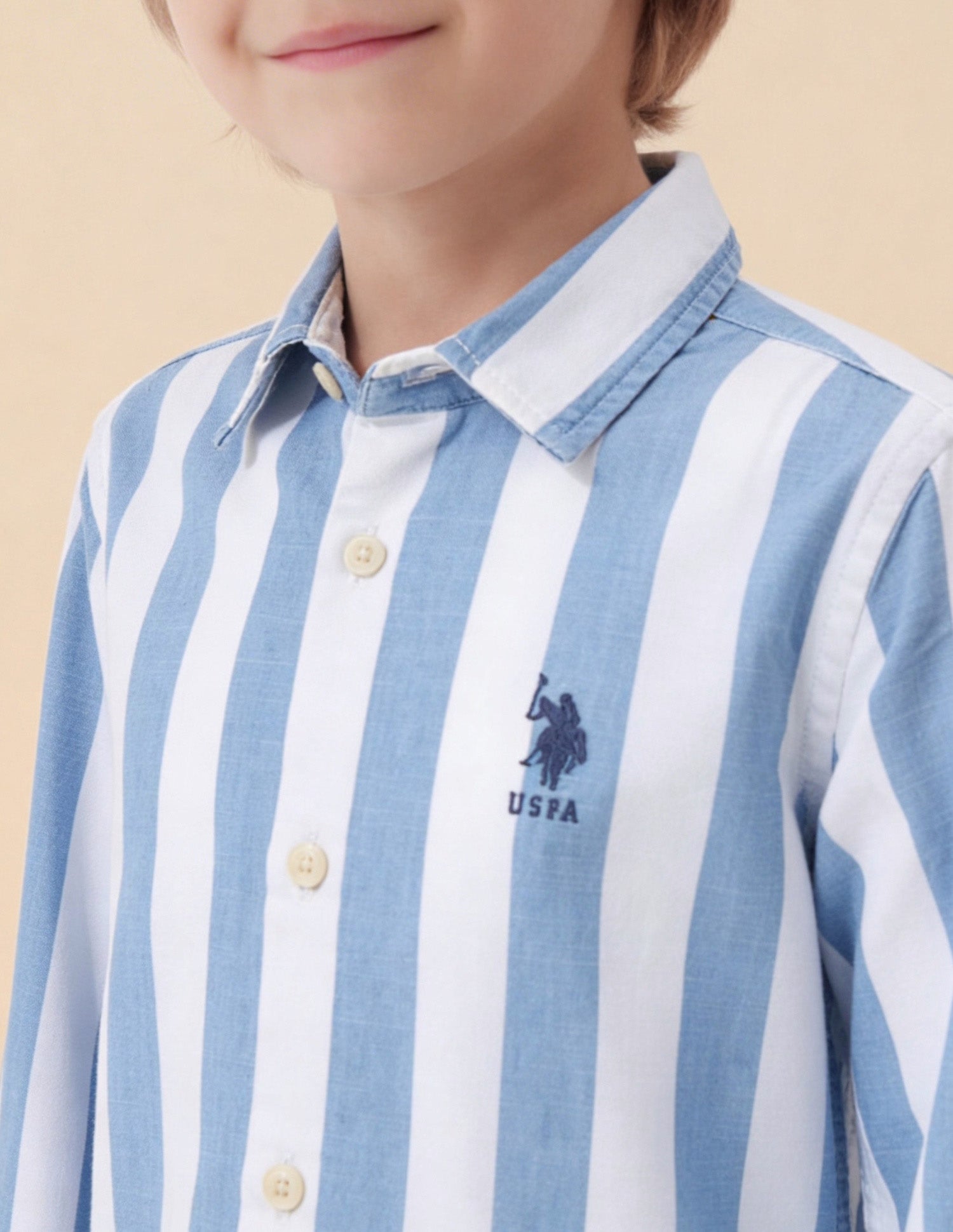 Vertical Striped Regular Fit Shirt Light Blue - U.S. Polo Assn. India | Large