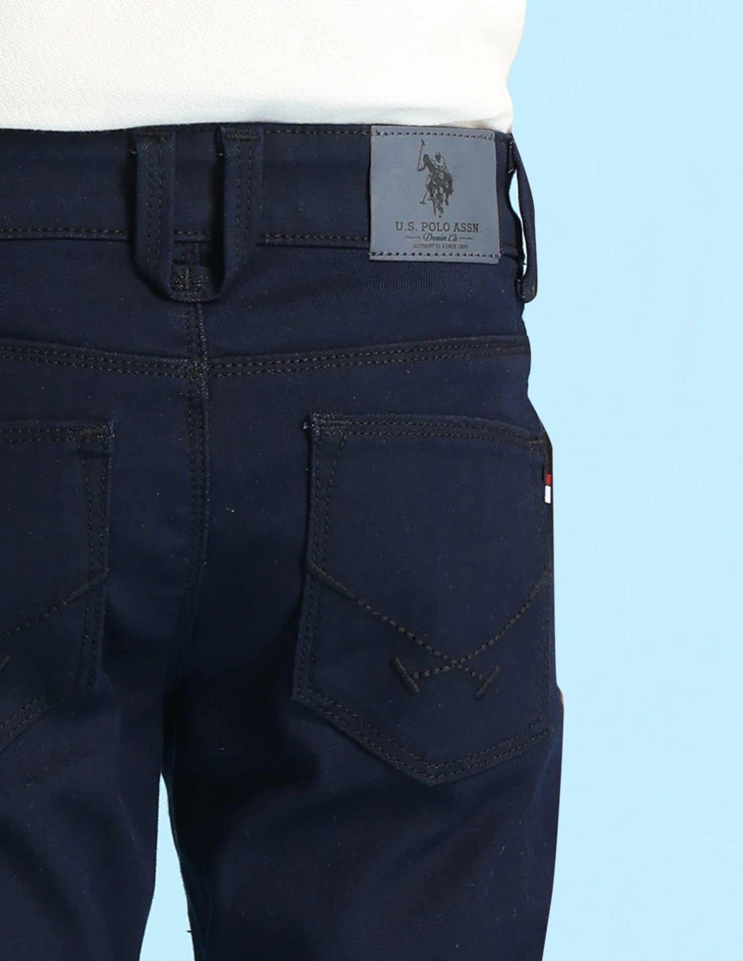 Boys Mid Rise Relaxed Fit Jeans Navy Blue - U.S. POLO ASSN. | Large