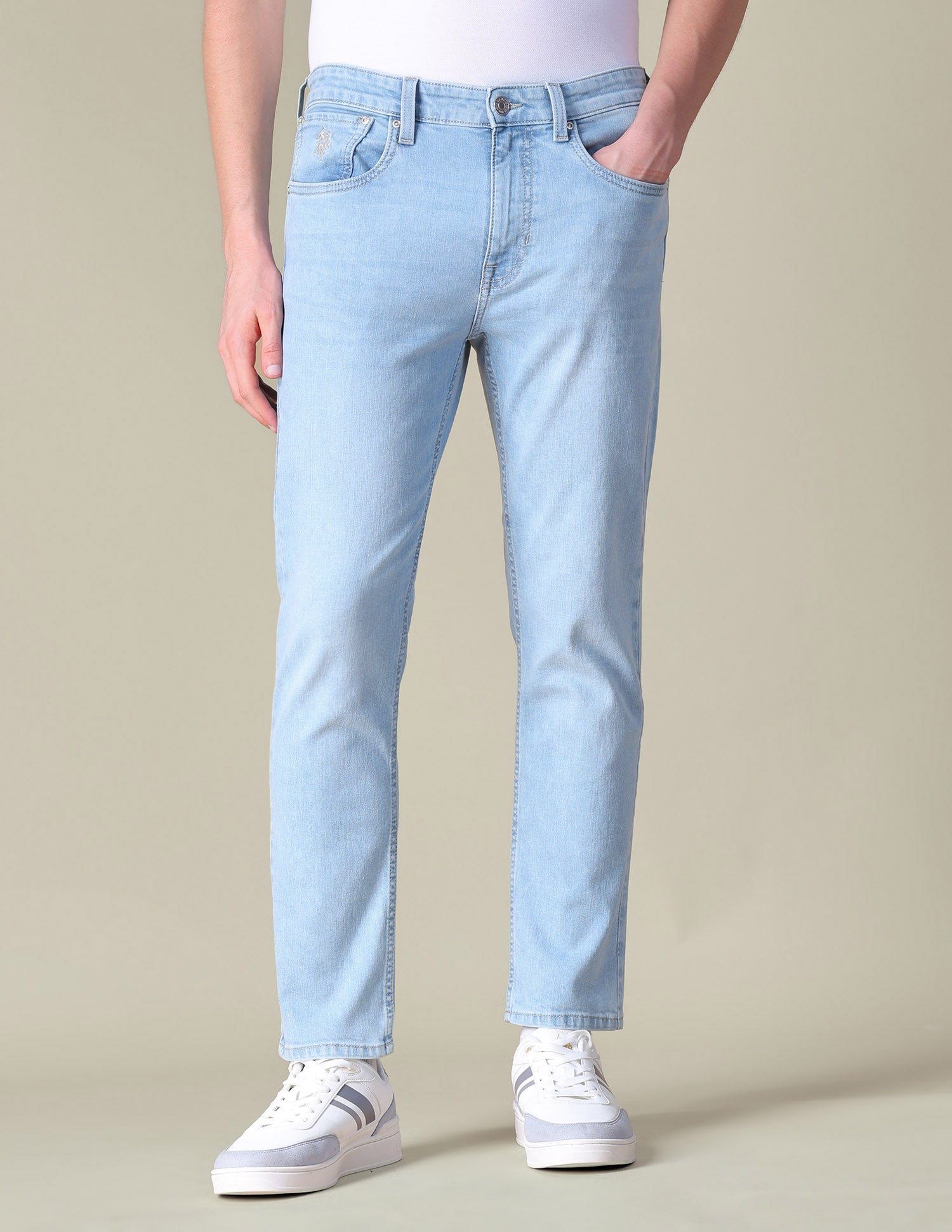 Comfort Cropped Fit Blue Jeans Light Indigo - U.S. POLO ASSN. | Large