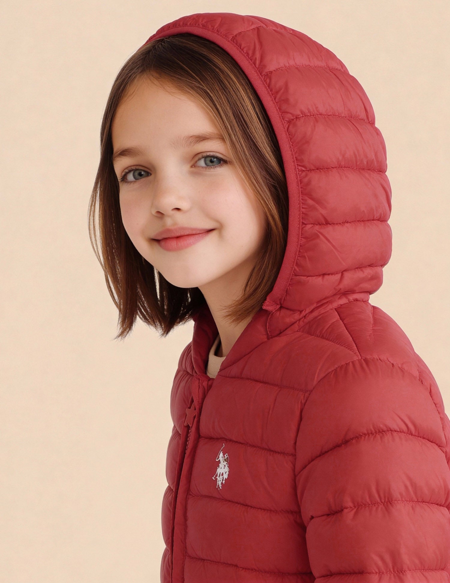 Girls Solid Regular Fit Packable Jacket Red - U.S. Polo Assn. India | Large