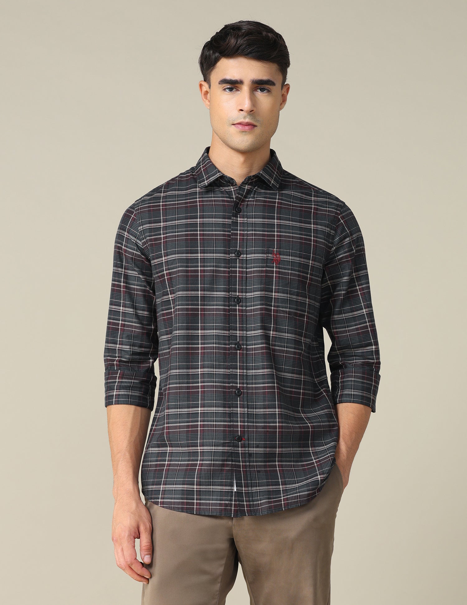 Twill Plaid Checked Shirt Black - U.S. POLO ASSN. | Large