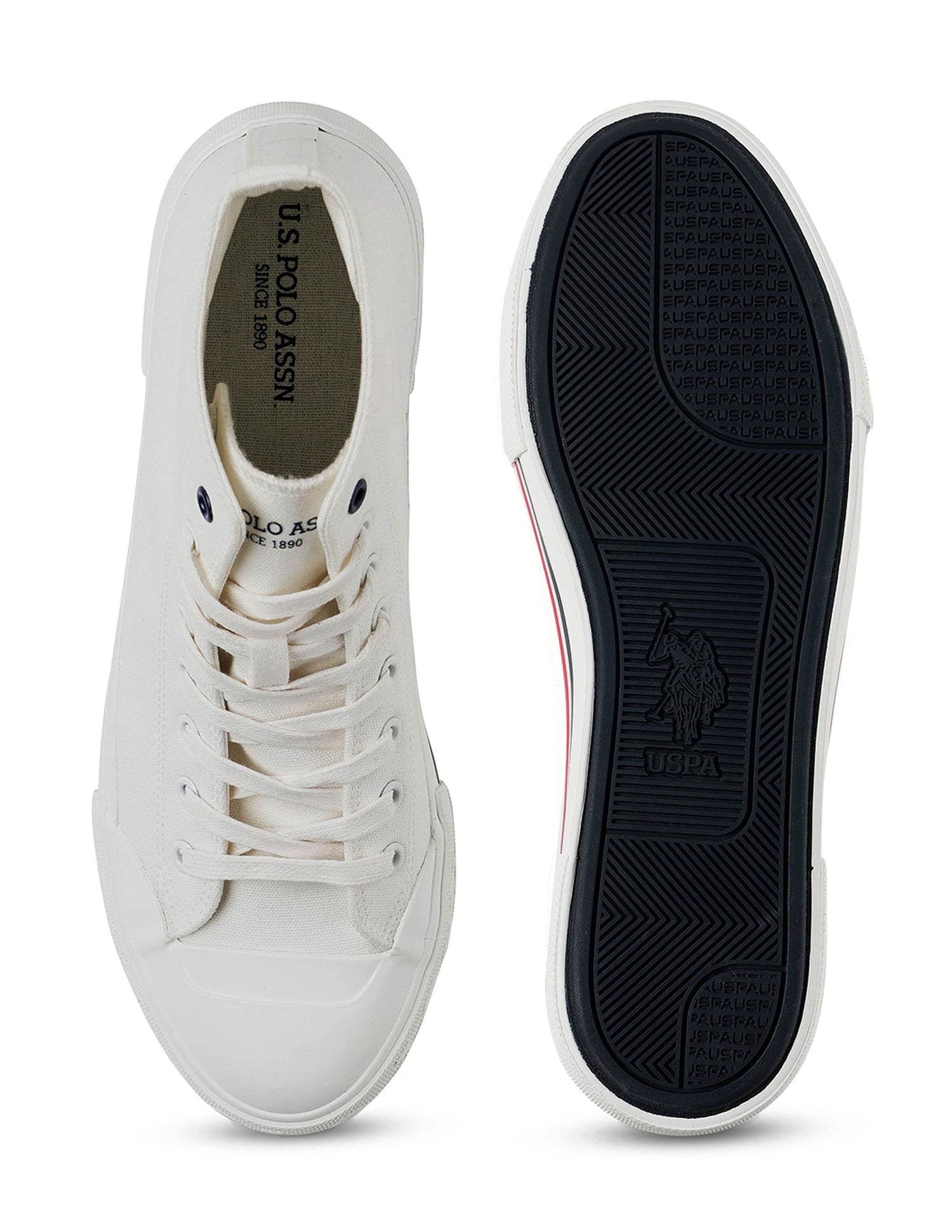 Men Vlair 2.0 Canvas Mid Top Casual Shoes Off White - U.S. Polo Assn. India | Large