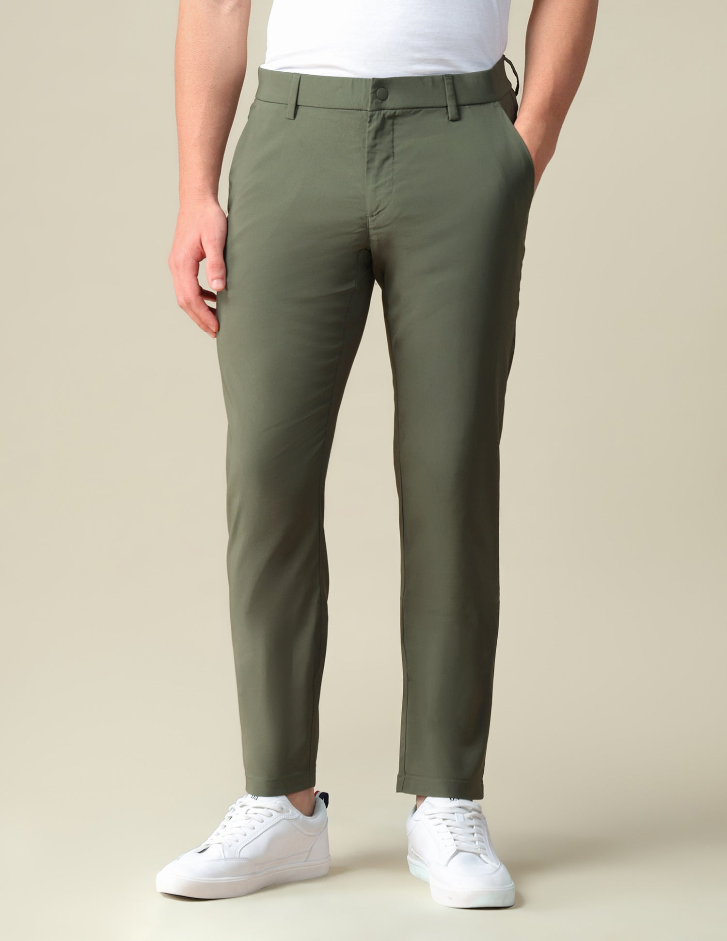 Denver Slim Fit Mid Rise Trousers Olive - U.S. Polo Assn. India | Large