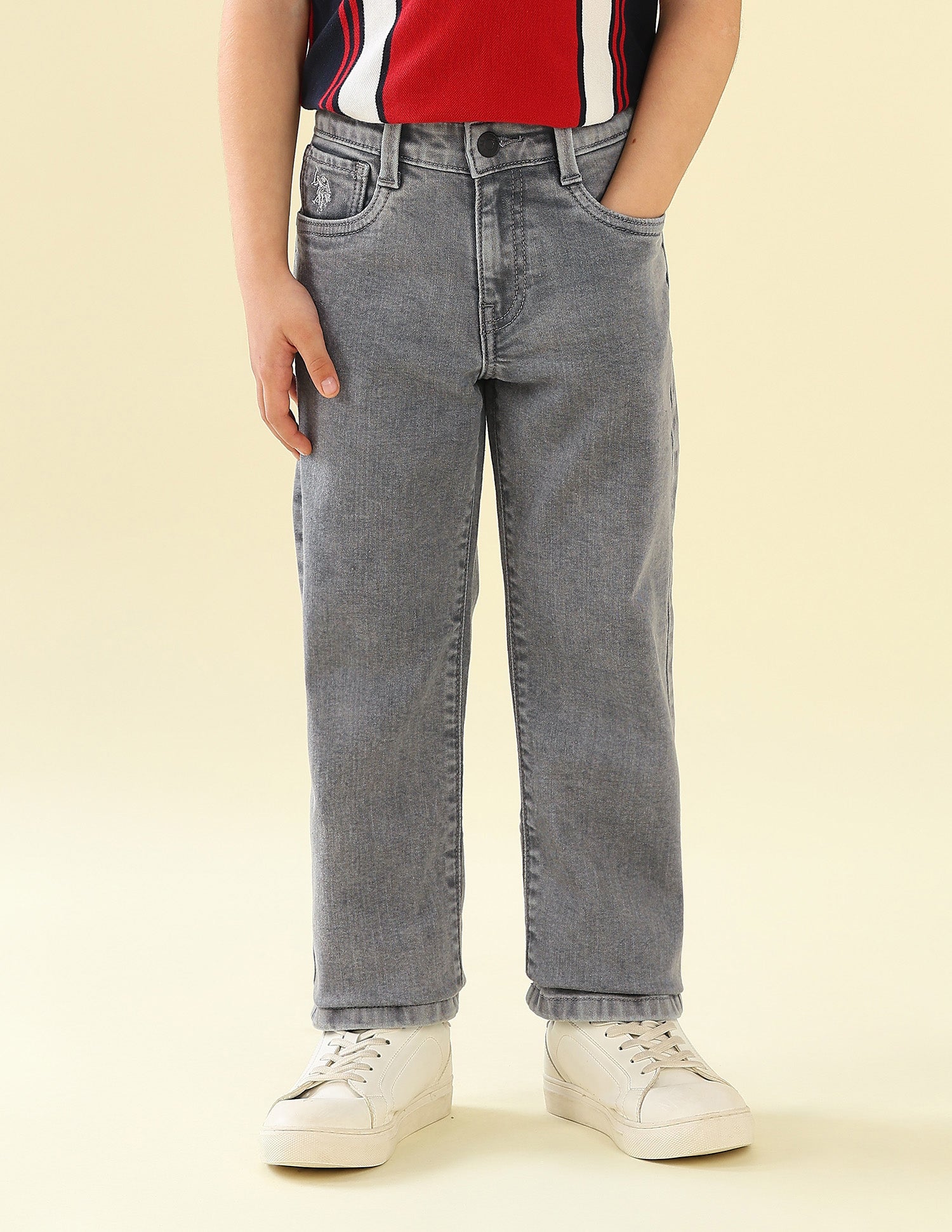 Relaxed Fit Stone Washed Jeans Grey - U.S. Polo Assn. India | Large