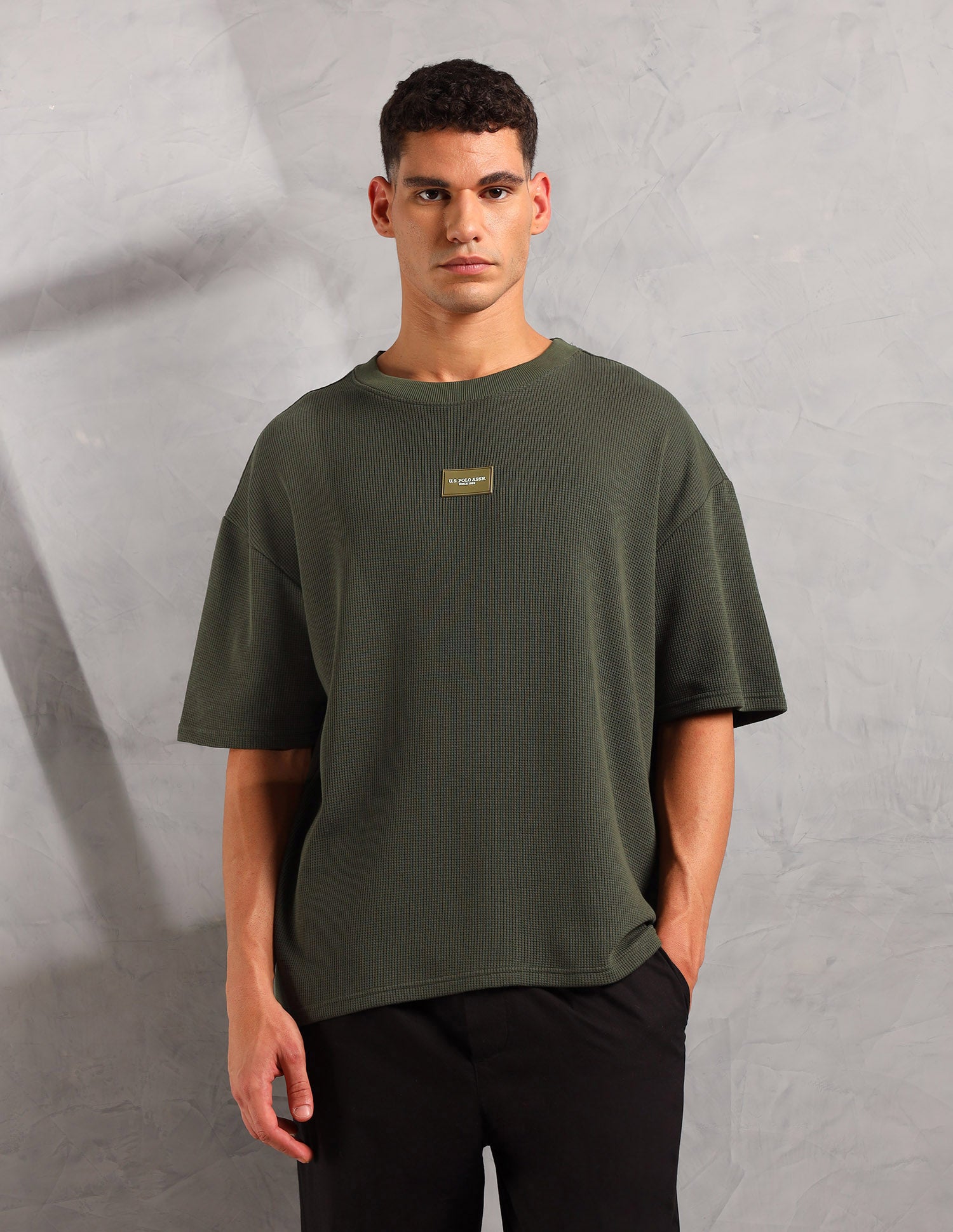 Oversized Fit Cotton PE001 Lounge T-Shirt - Pack Of 1 Olive - U.S. POLO ASSN. | Large