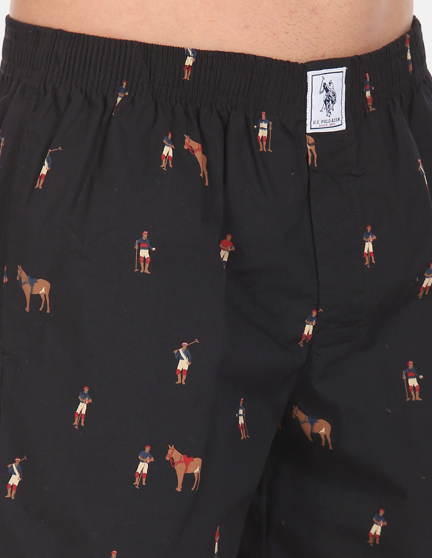 Signature Logo Pure Cotton I108 Boxers - Pack Of 1 Black - U.S. POLO ASSN. | Large