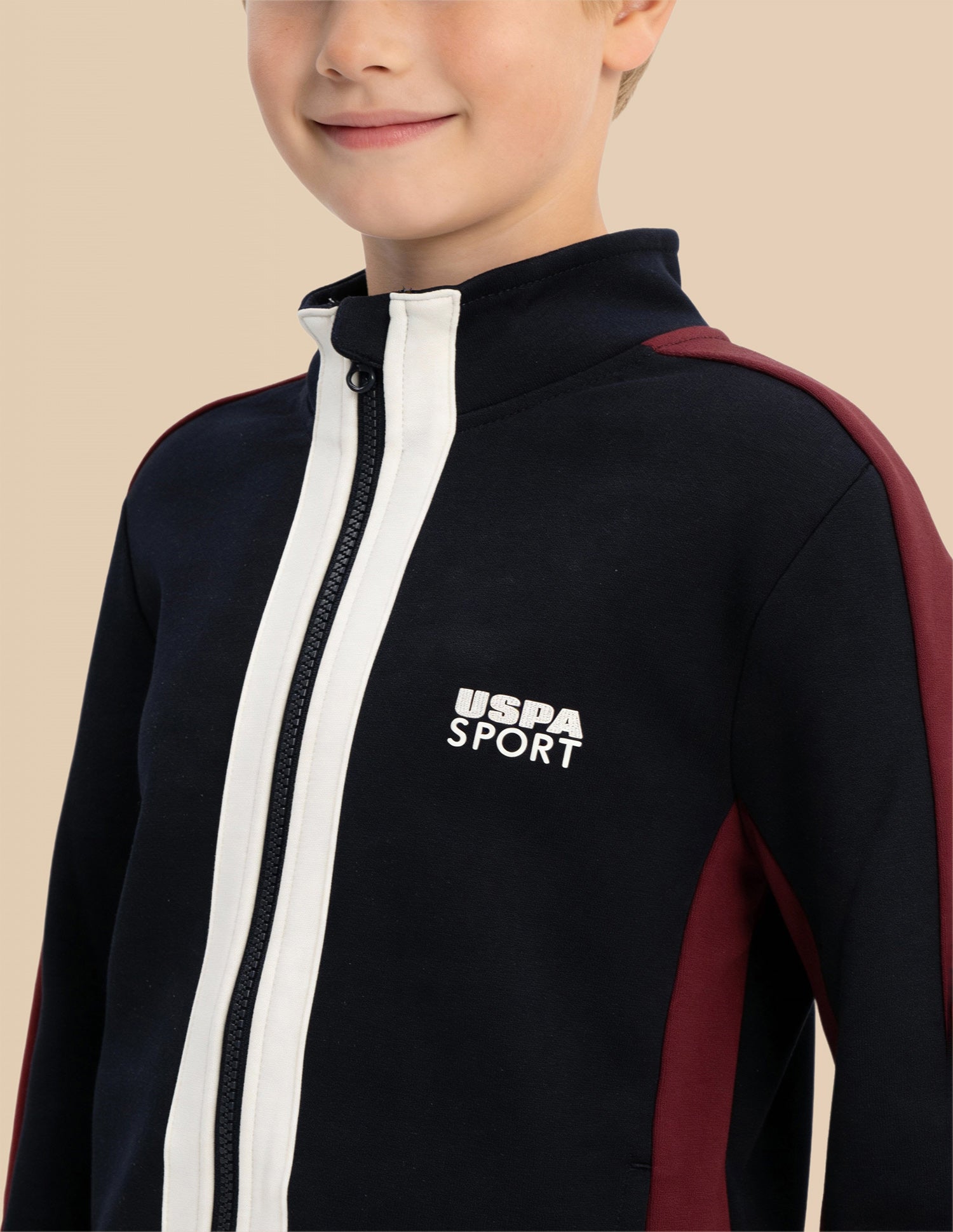 Boys Colour Blocked Regular Fit Sweatshirt Navy - U.S. Polo Assn. India | Large