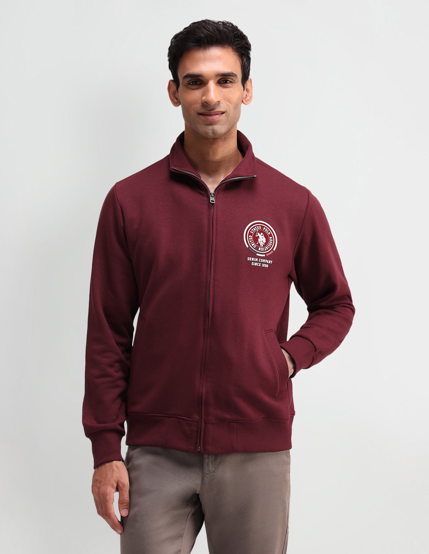 Solid Regular Fit Sweatshirt Wine - U.S. POLO ASSN. | Large
