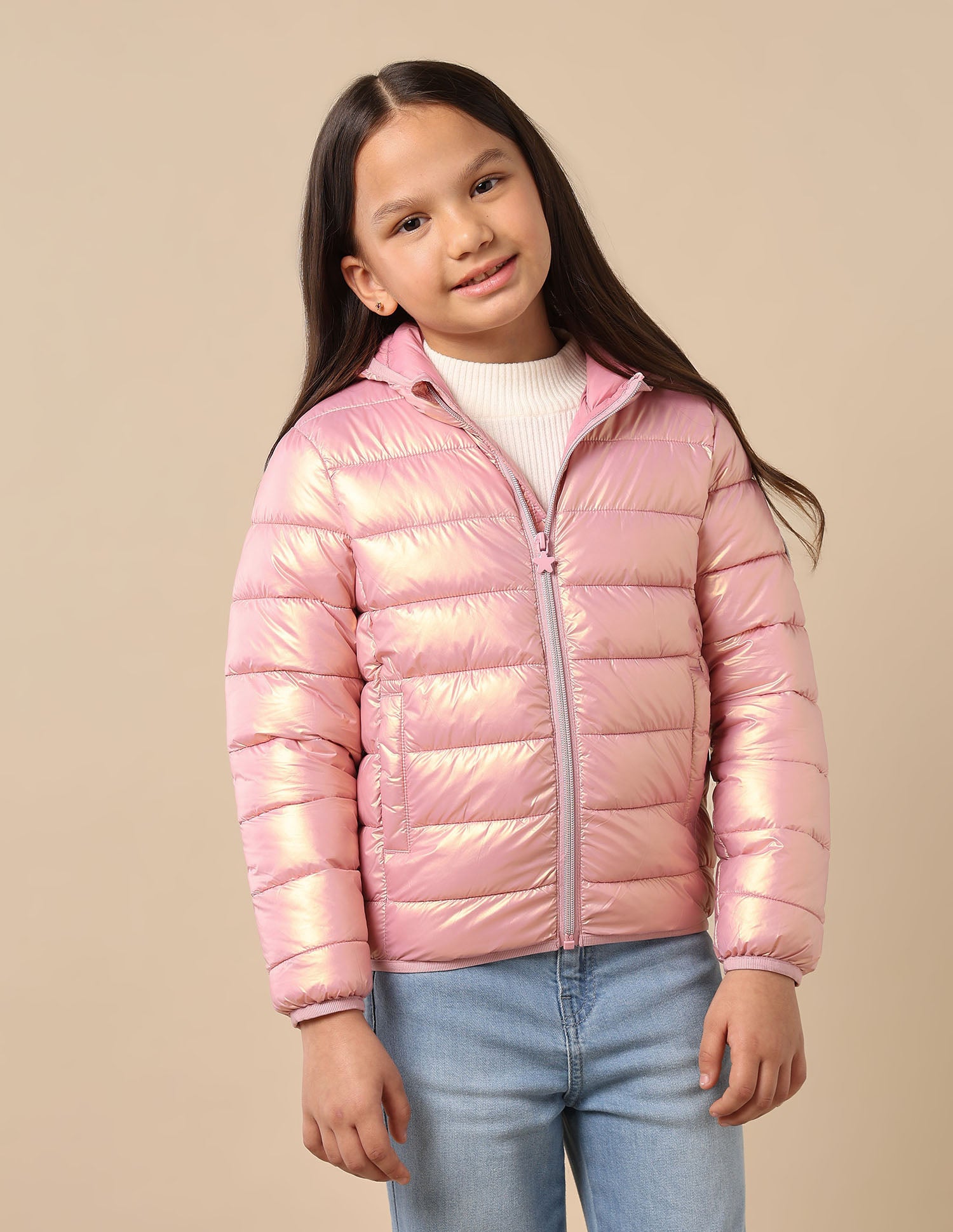 Girls Nylon Puffer Jacket Light Pink - U.S. POLO ASSN. | Large