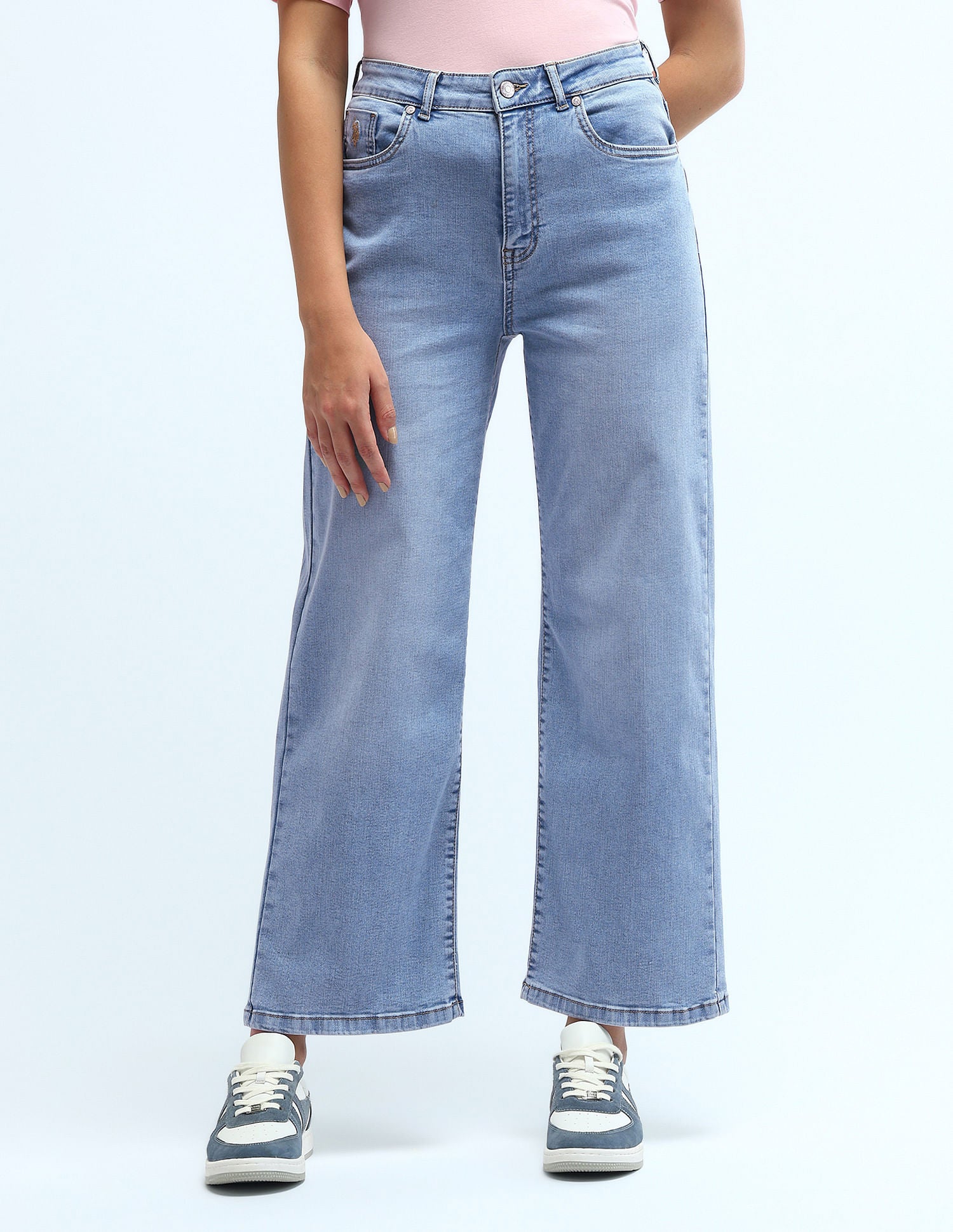 High Rise Wide Leg Jeans Blue - U.S. Polo Assn. India | Large