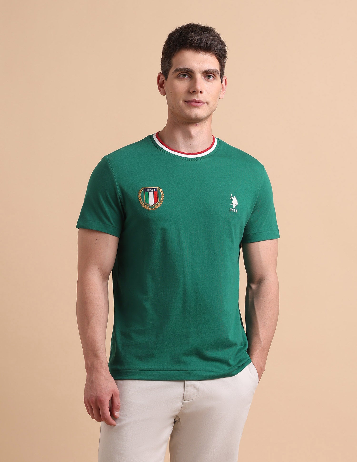 Solid Pure Cotton T-Shirt Dark Green - U.S. POLO ASSN. | Large