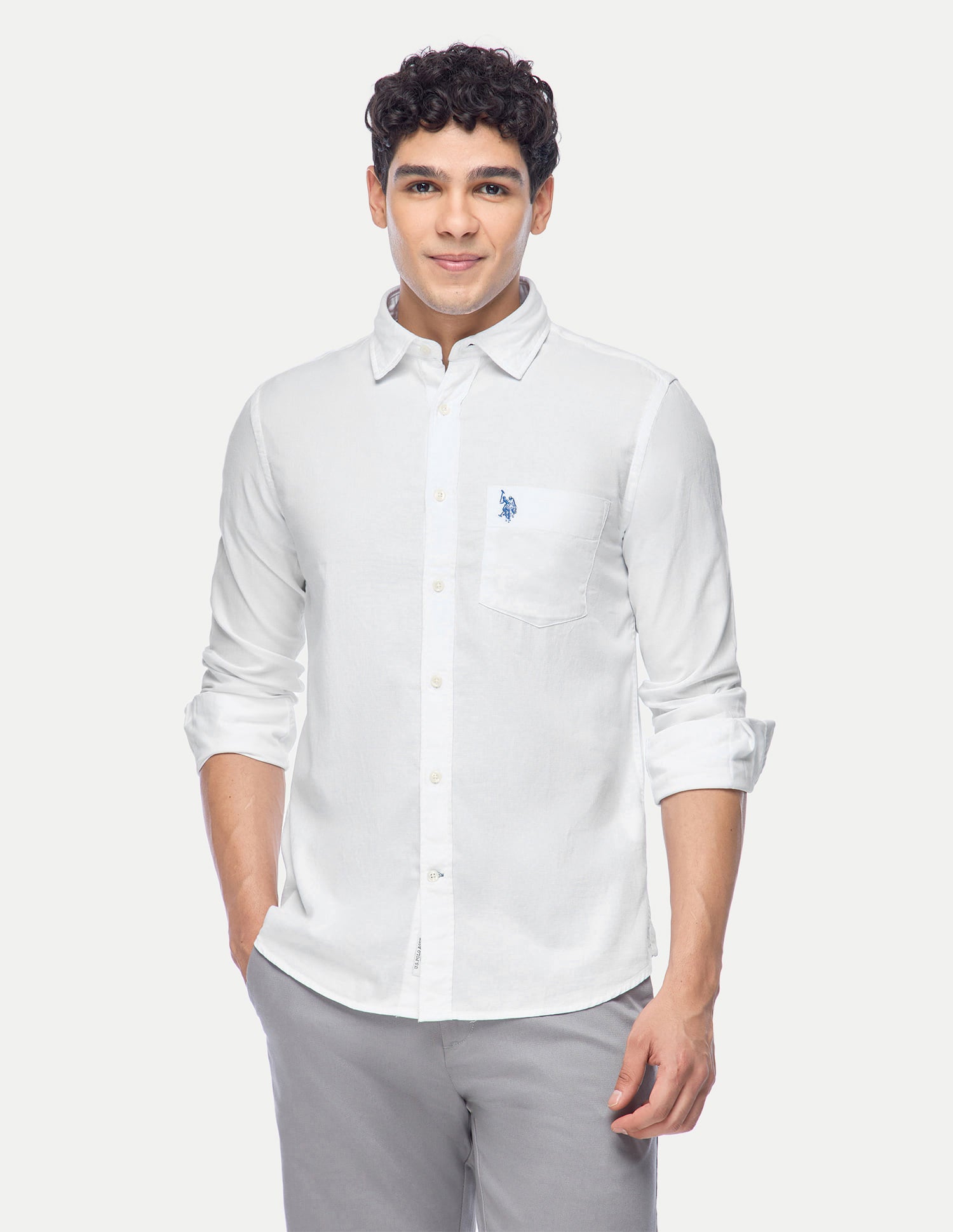 Cotton Dobby Formal Shirt White - U.S. Polo Assn. India | Large