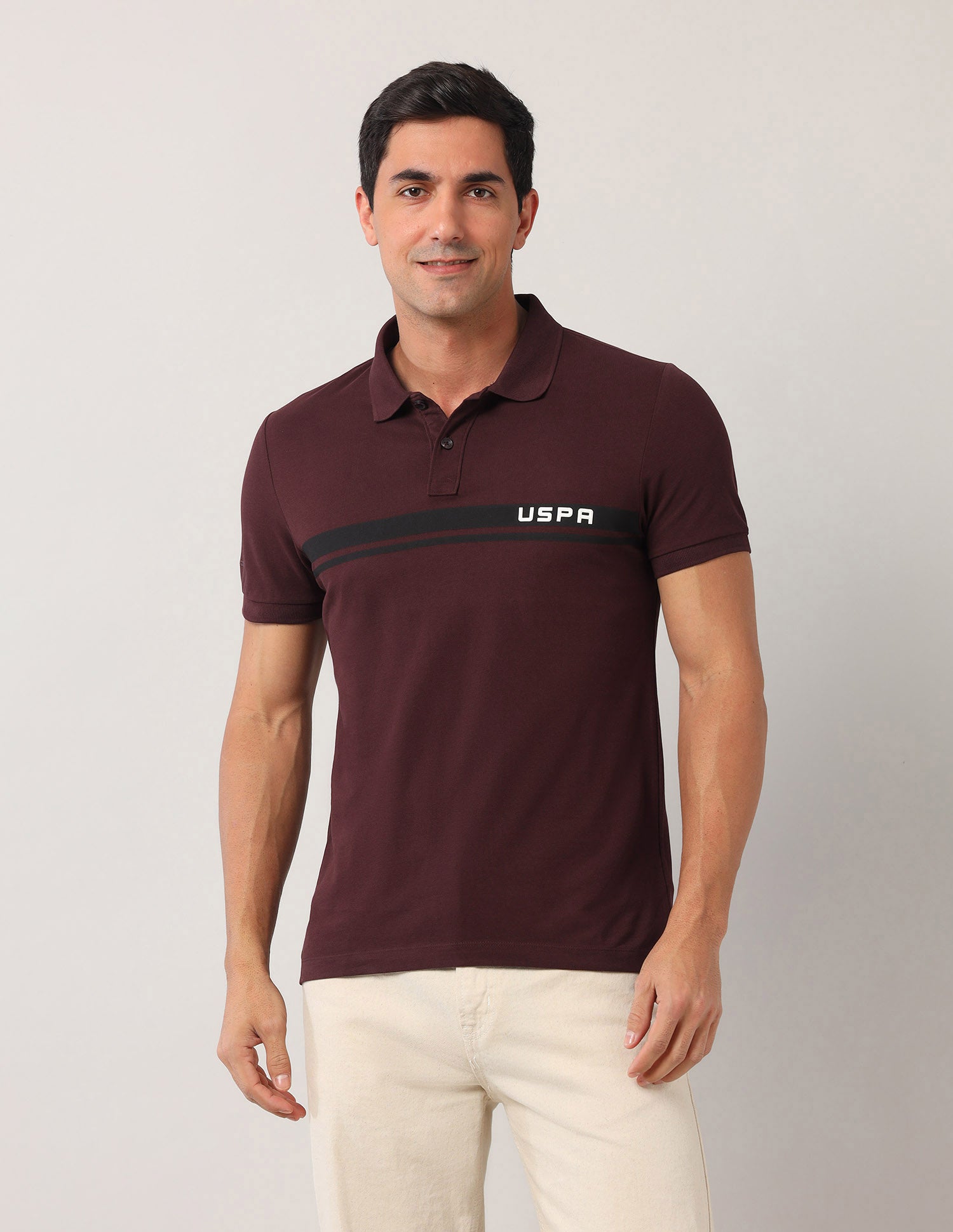Pure Cotton Black Label Polo Shirt Burgundy - U.S. Polo Assn. India | Large