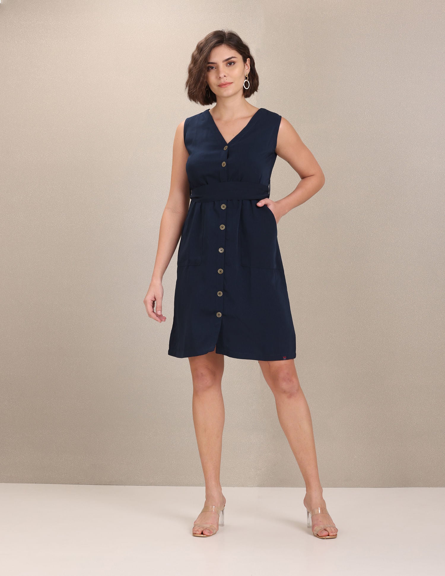 Sleeveless Solid Fit And Flare Dress Navy - U.S. Polo Assn. India | Large
