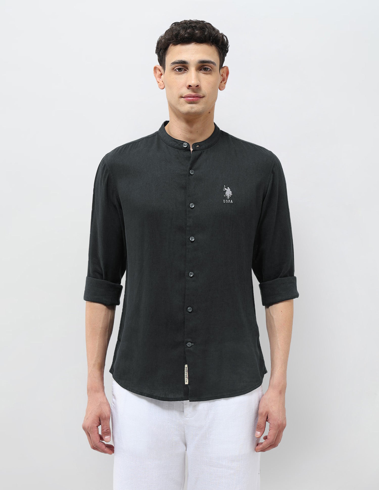 Solid Regular Fit Shirt Dark Grey - U.S. Polo Assn. India | Large