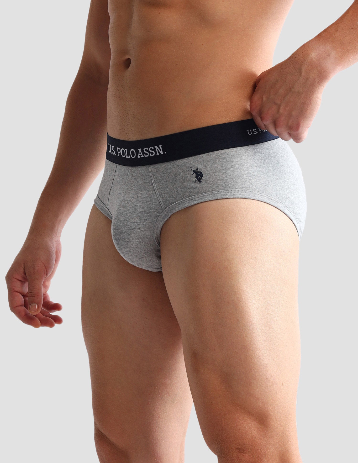 Anti Microbial Solid OEB13 Briefs - Pack Of 3 Black, Navy and Grey Melange - U.S. POLO ASSN. | Large