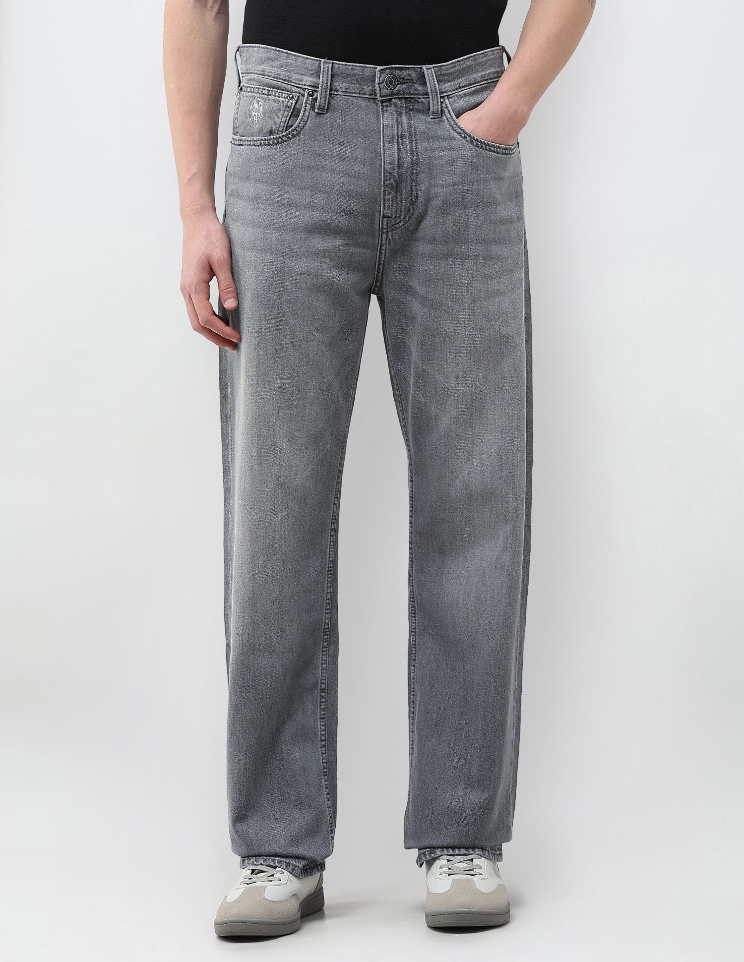Logan Loose Straight Fit Grey Jeans Washed Grey - U.S. Polo Assn. India | Large