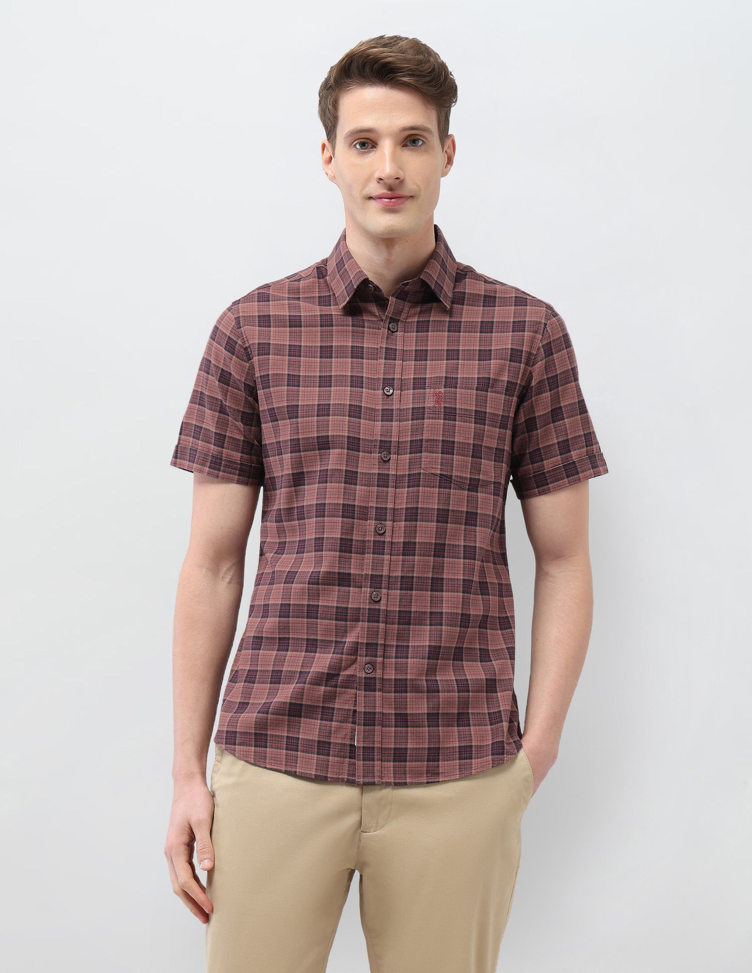 Regular Fit Tartan Checked Sotogrande Shirt Maroon - U.S. Polo Assn. India | Large