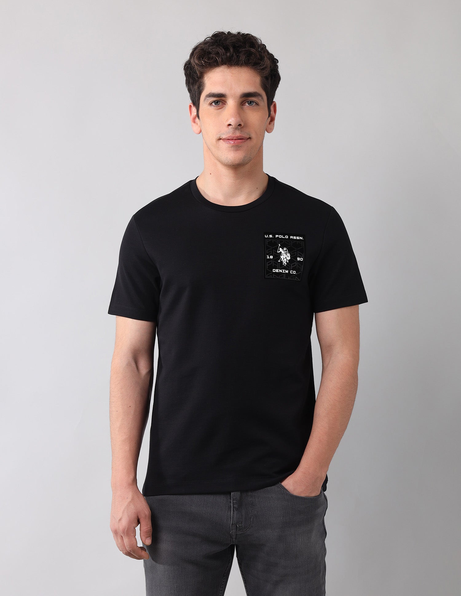 Brand Appliqued Black Label T-Shirt Black - U.S. Polo Assn. India | Large