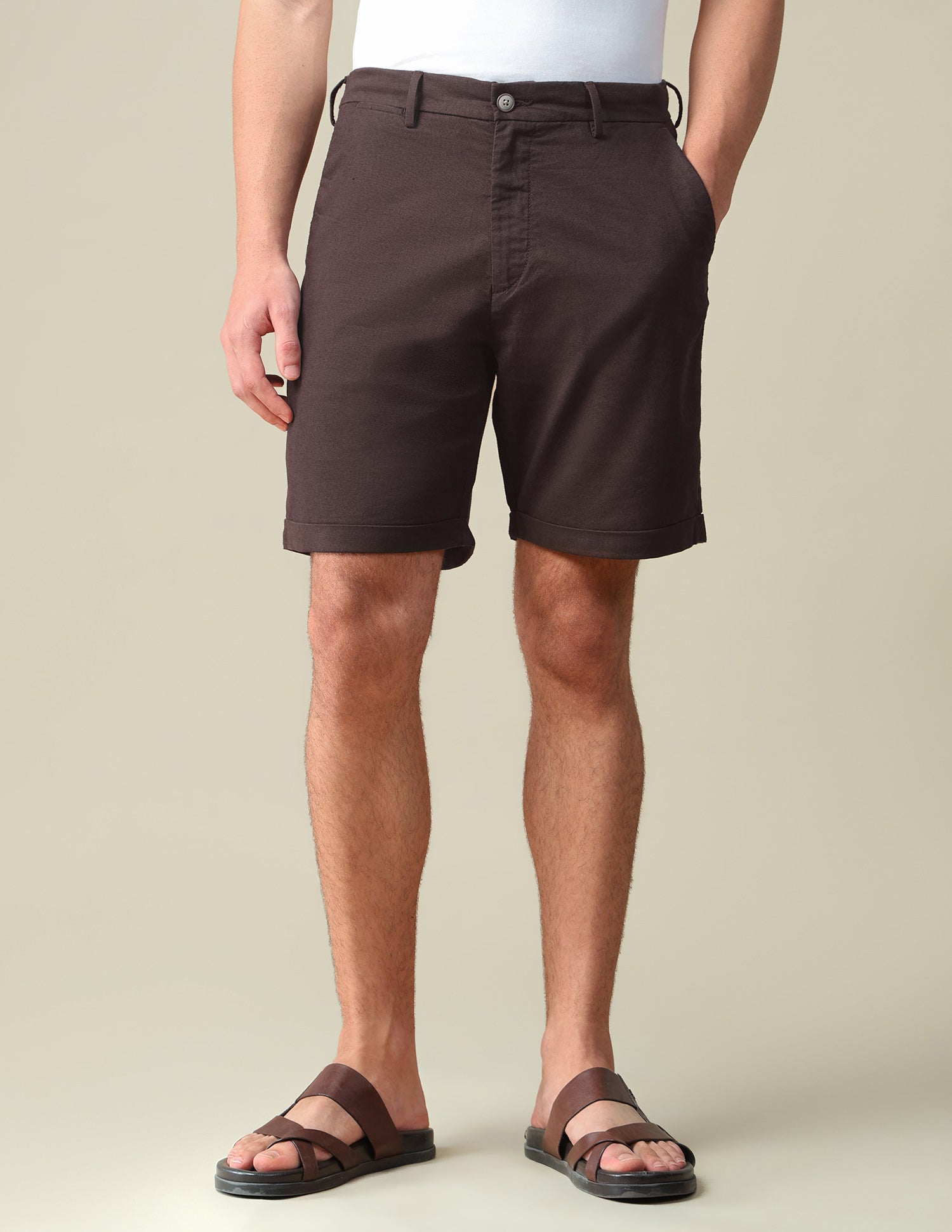 Mid Rise Slim Fit Shorts Dark Brown - U.S. Polo Assn. India | Large