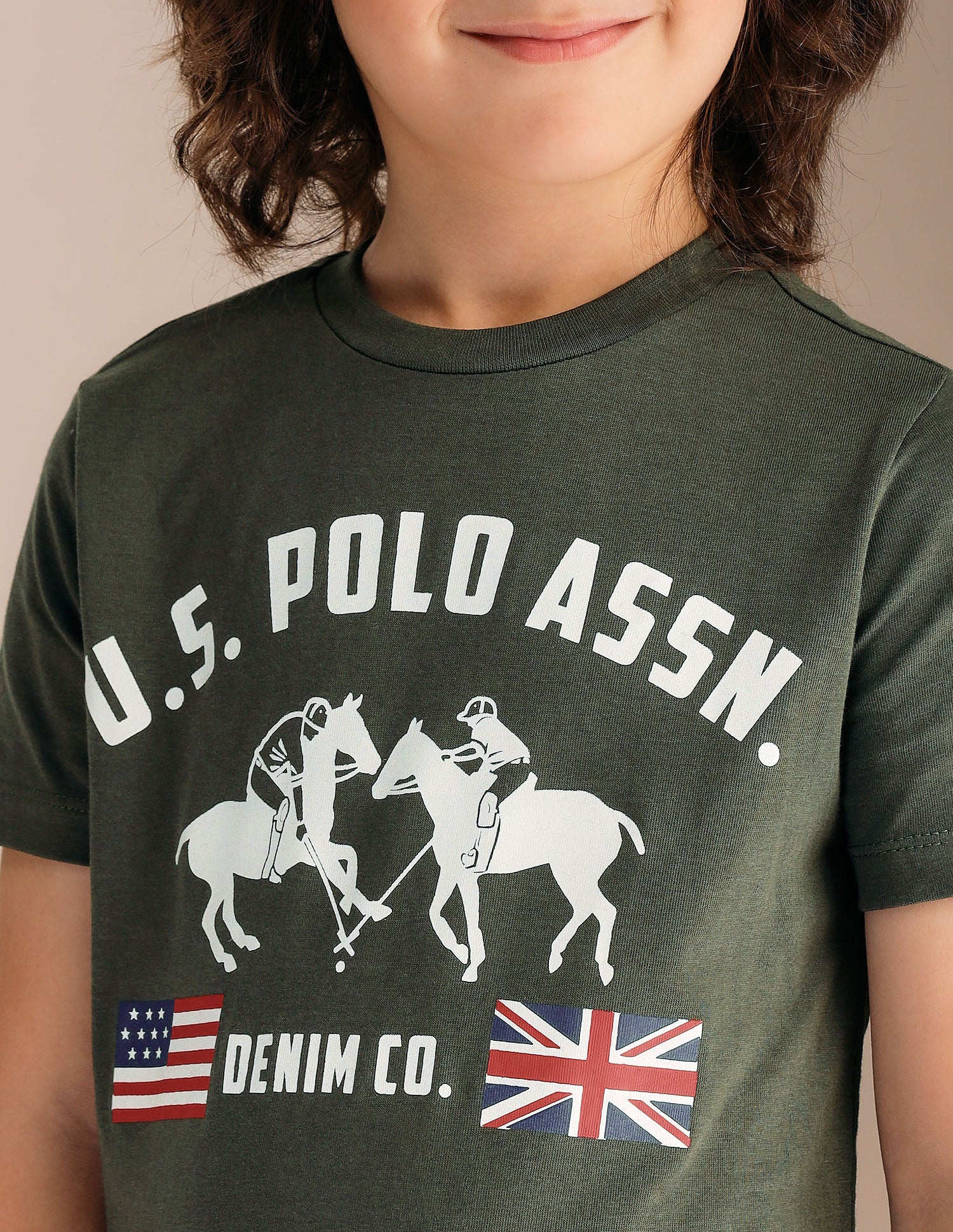 Boys Regular Fit Brand Printed T-Shirt Olive - U.S. POLO ASSN. | Large