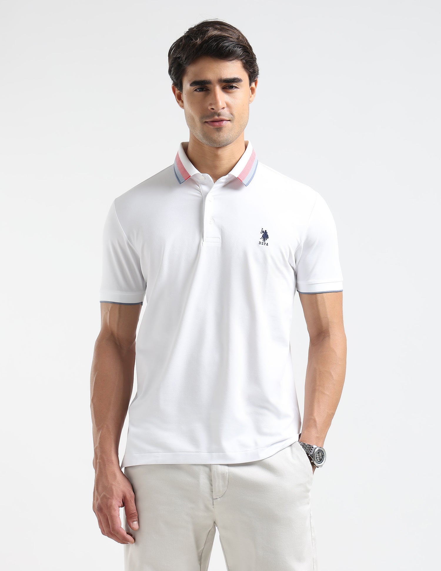 Solid Slim Fit Polo Shirt White - U.S. Polo Assn. India | Large