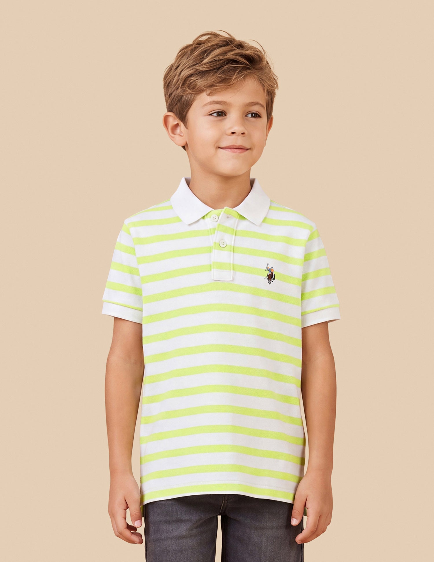 Horizontal Striped Regular Fit Polo Shirt Light Yellow - U.S. Polo Assn. India | Large