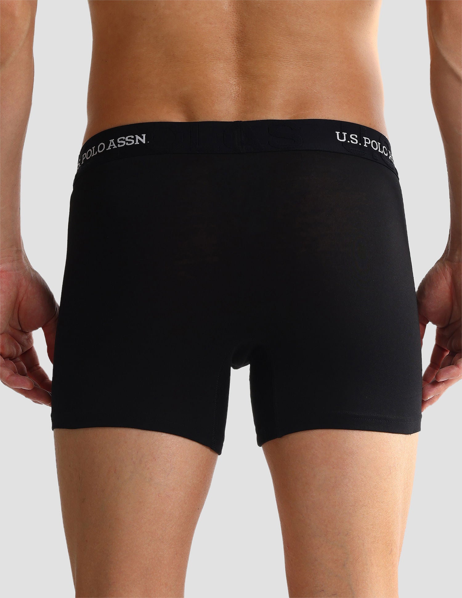 Elastic Waistband Ribbed Solid OET012 Trunks - Pack Of 2 Black and Glacier Lake - U.S. POLO ASSN. | Large