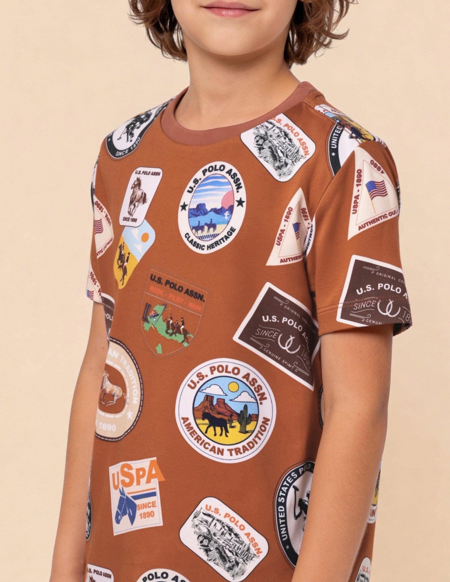 Graphic Brand Printed Regular Fit T-Shirt Brown - U.S. Polo Assn. India | Large