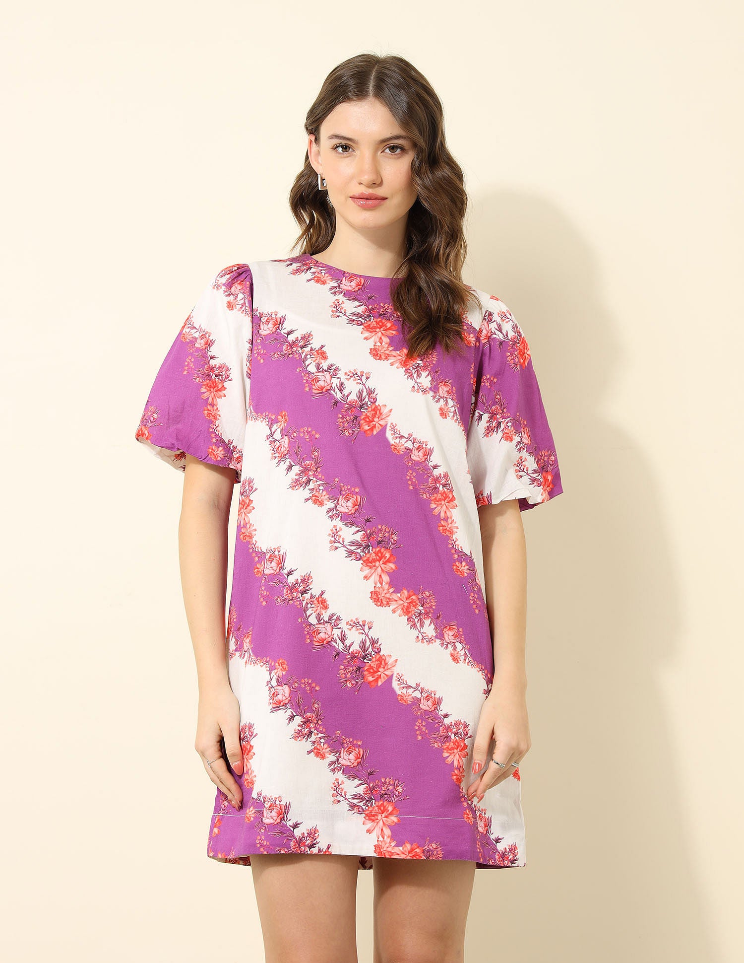 Puff Sleeve Floral Printed Dress Multi-colour - U.S. POLO ASSN. | Large