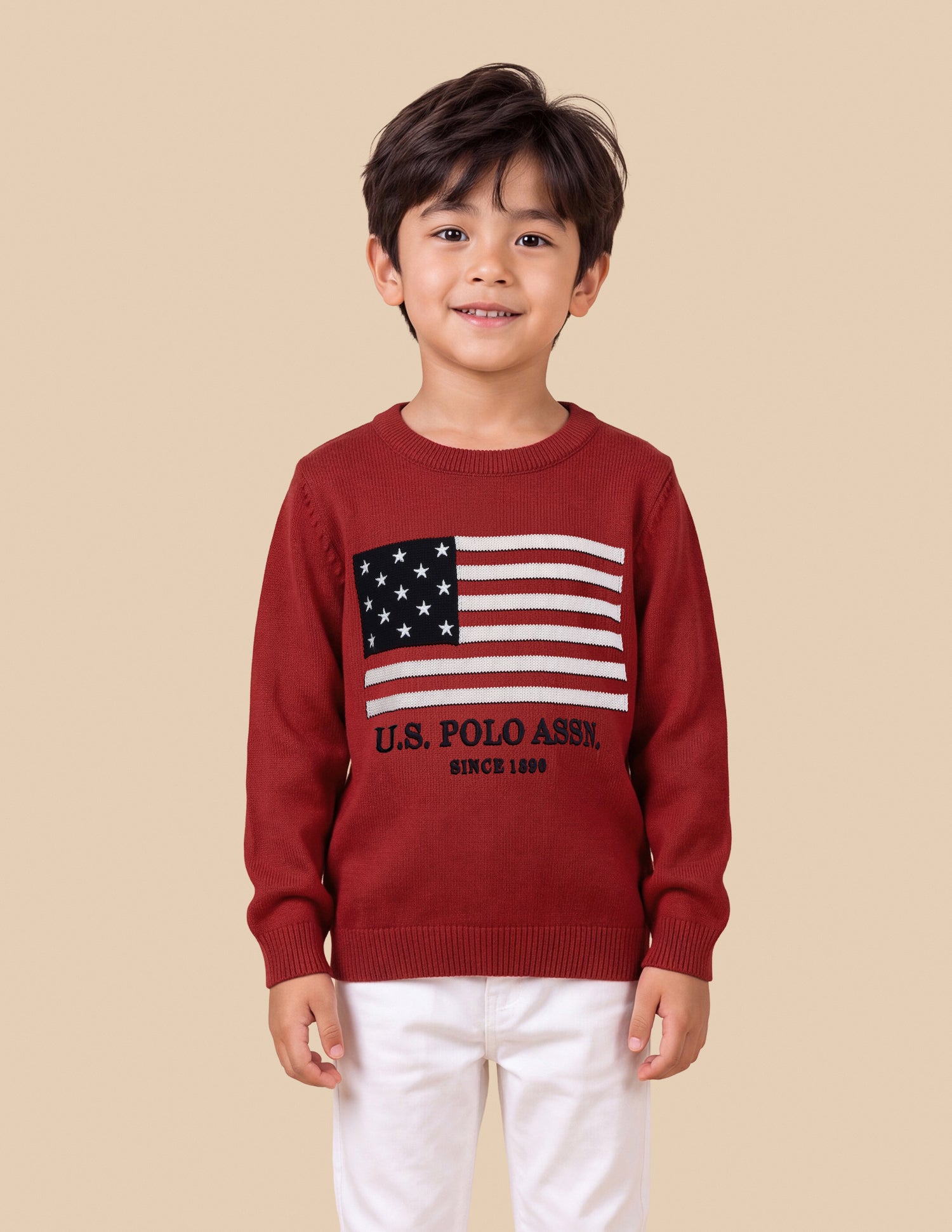 Graphic Brand Patterned Knit Regular Fit Sweater Red - U.S. Polo Assn. India | Large