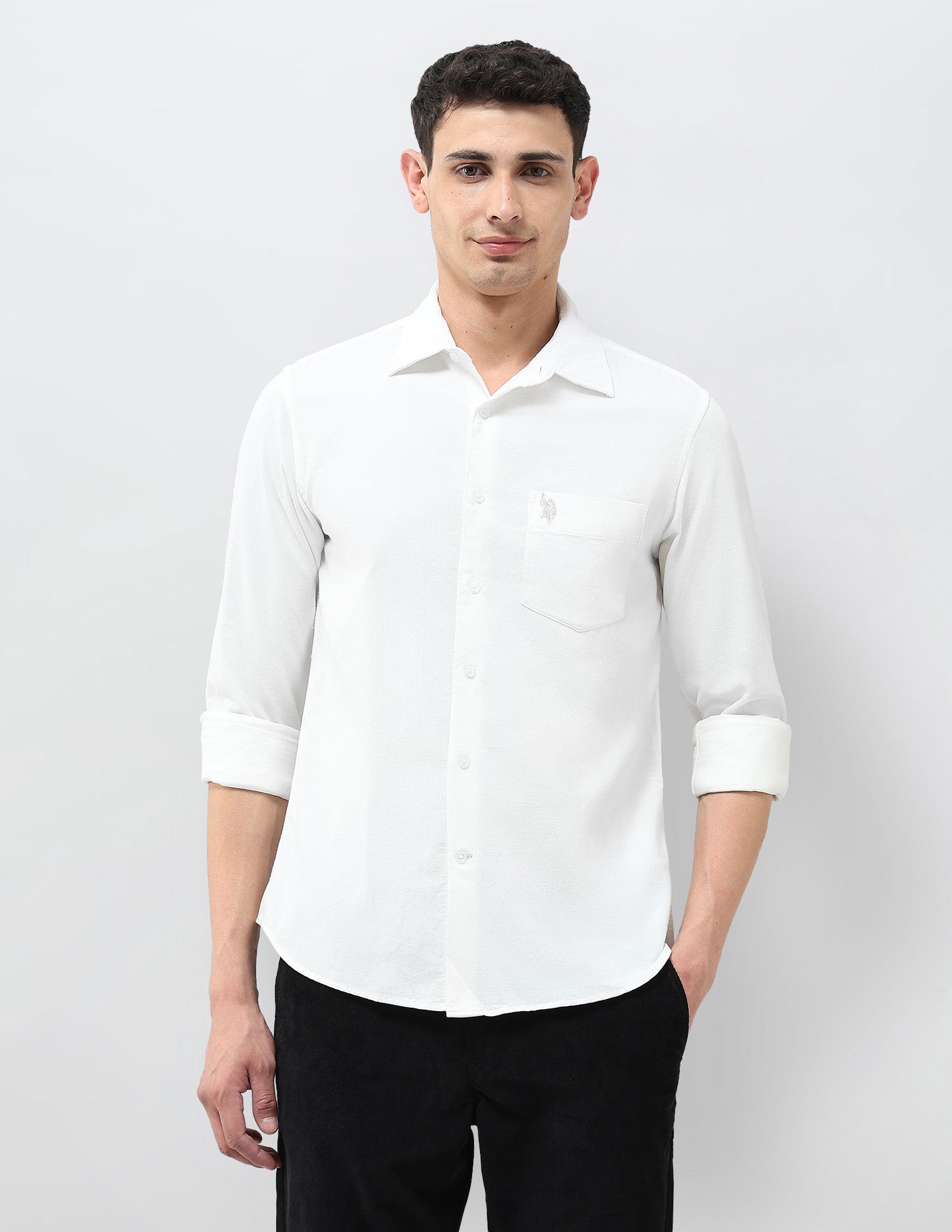 Corduroy Tailored Fit Shirt White - U.S. POLO ASSN. | Large