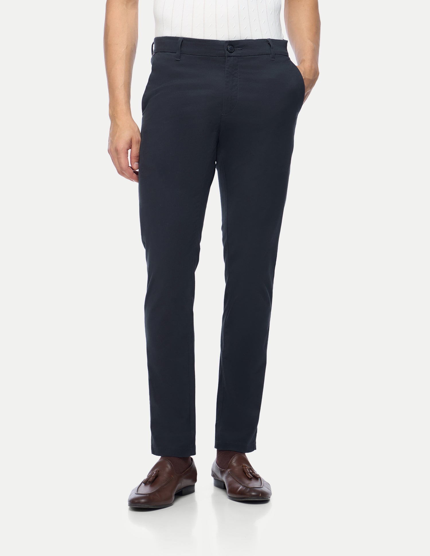 Austin Trim Regular Fit Twill Trousers Navy - U.S. Polo Assn. India | Large