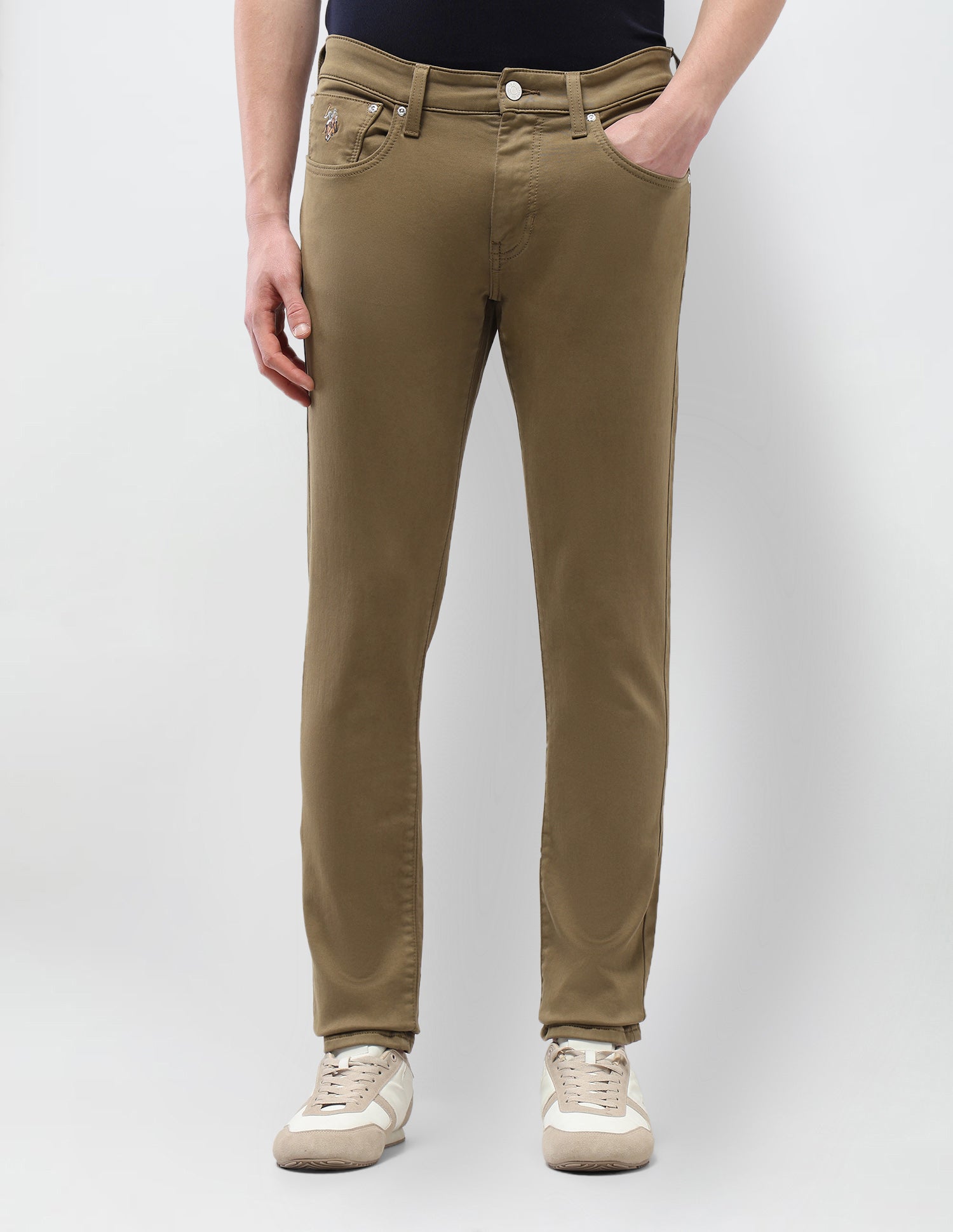 Brandon Slim Tapered Fit Brown Jeans Khaki - U.S. Polo Assn. India | Large