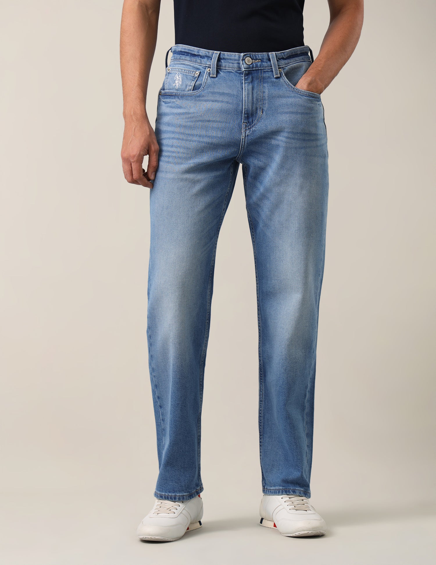 Shawn Relaxed Fit Blue Jeans Mid Blue - U.S. Polo Assn. India | Large