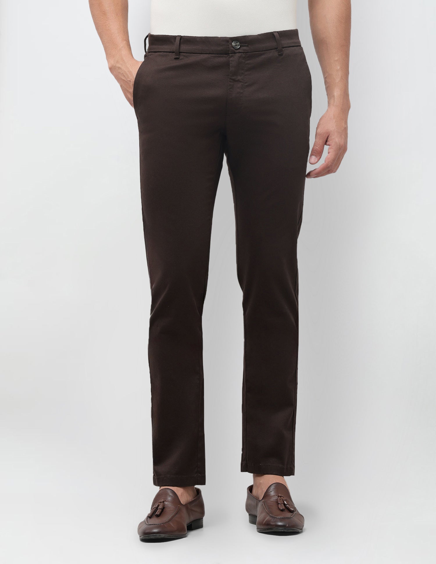 Denver Slim Fit Mid Rise Trousers Choco - U.S. Polo Assn. India | Large