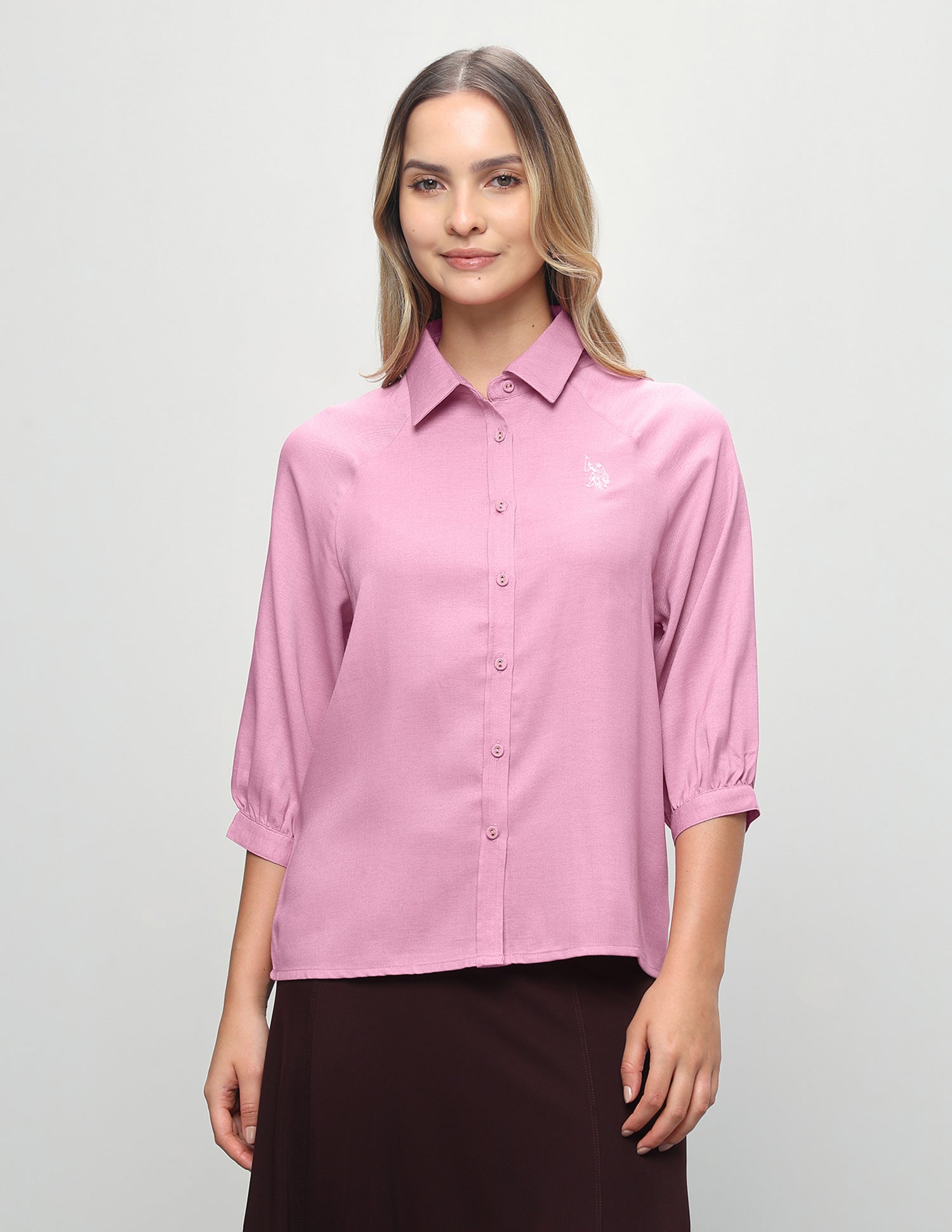 Solid Relaxed Fit Shirt Pink - U.S. Polo Assn. India | Large