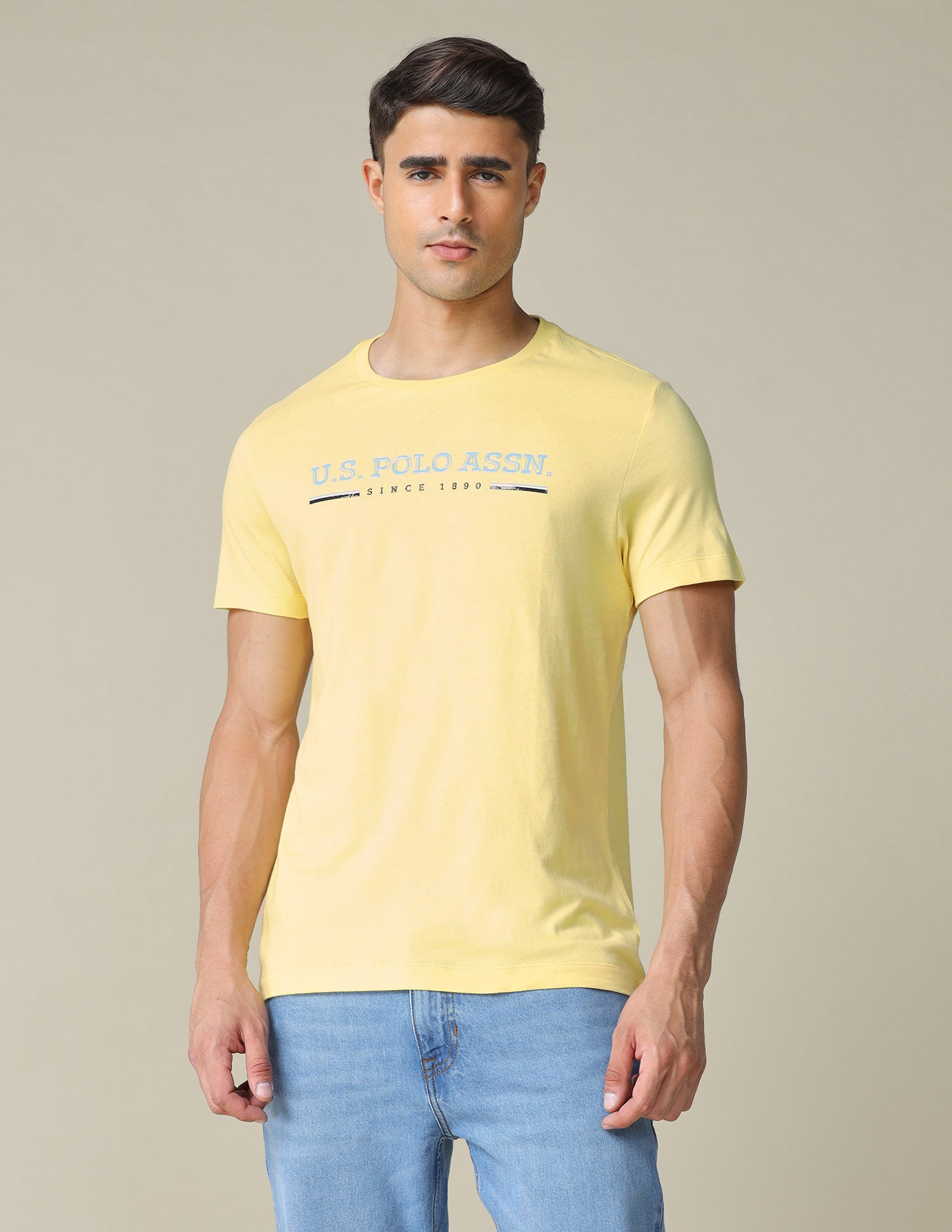 Brand Printed Regular Fit T- Shirt Light Yellow - U.S. POLO ASSN. | Large