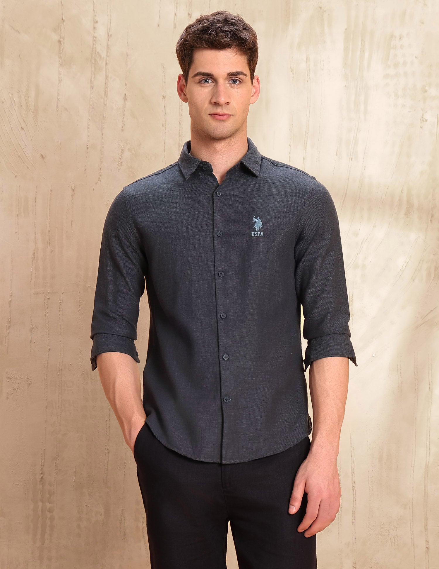 Slim Fit Legend Of Horseshoe Shirt Dark Grey - U.S. POLO ASSN. | Large