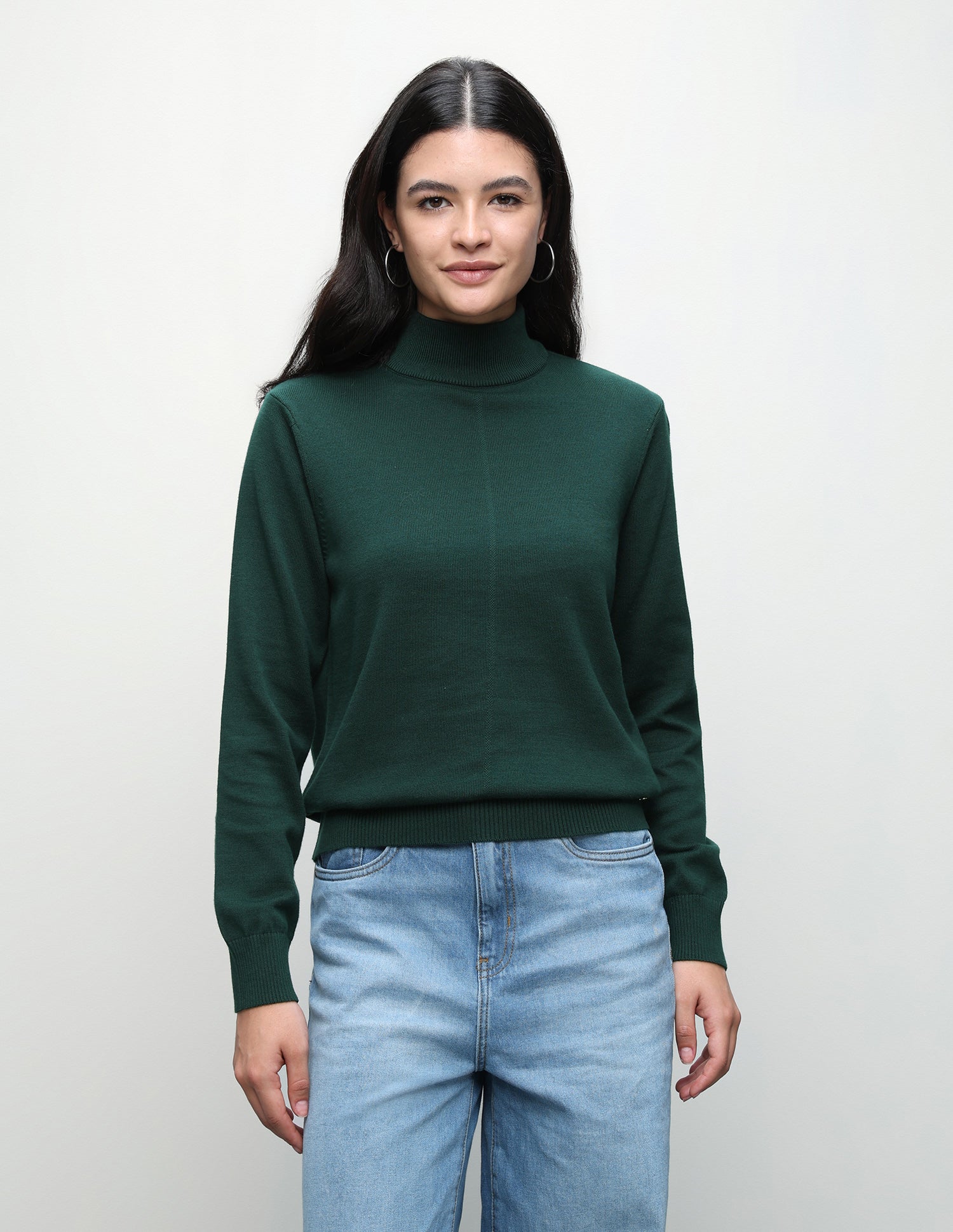 Solid Regular Fit Sweater Green - U.S. Polo Assn. India | Large