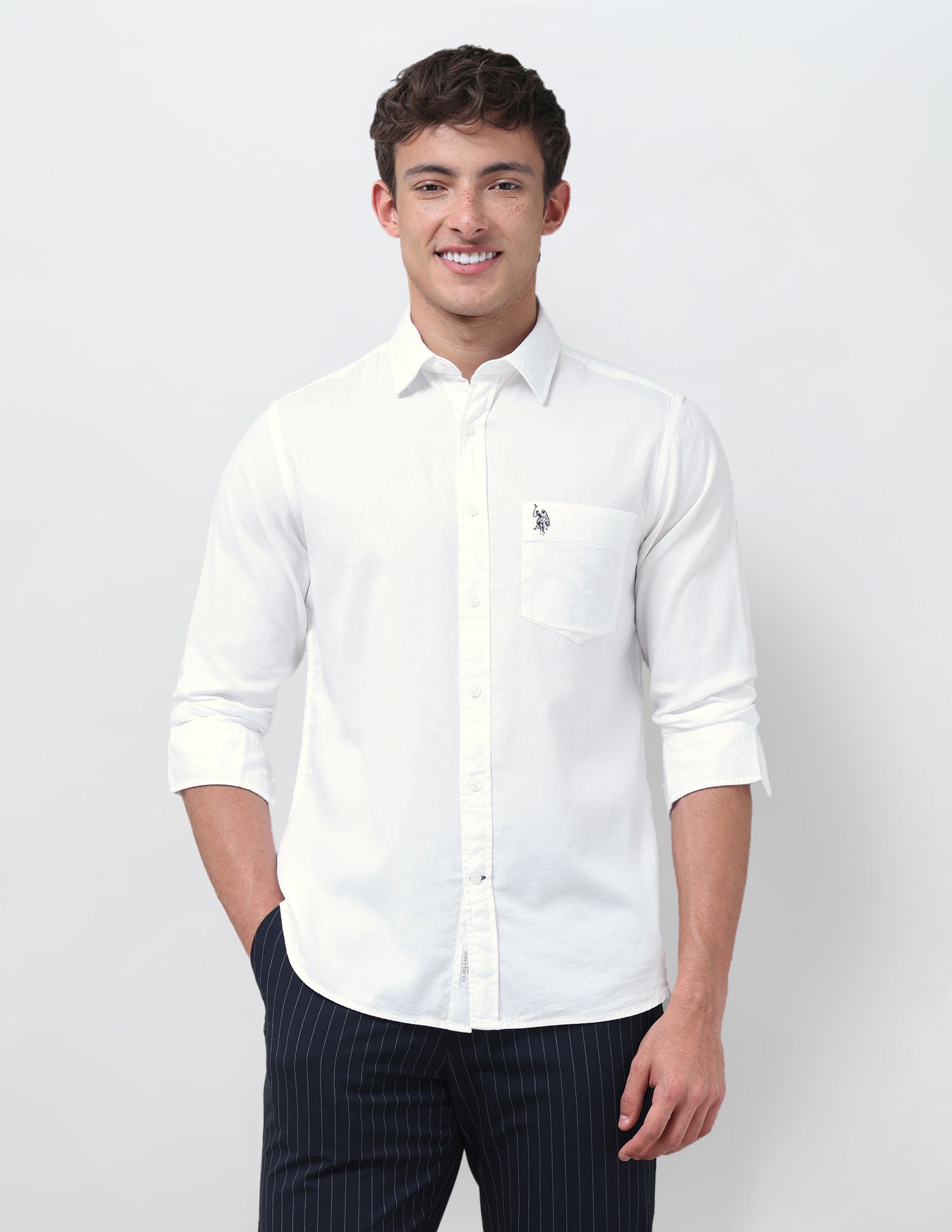 Solid Tailored Fit Shirt White - U.S. Polo Assn. India | Large
